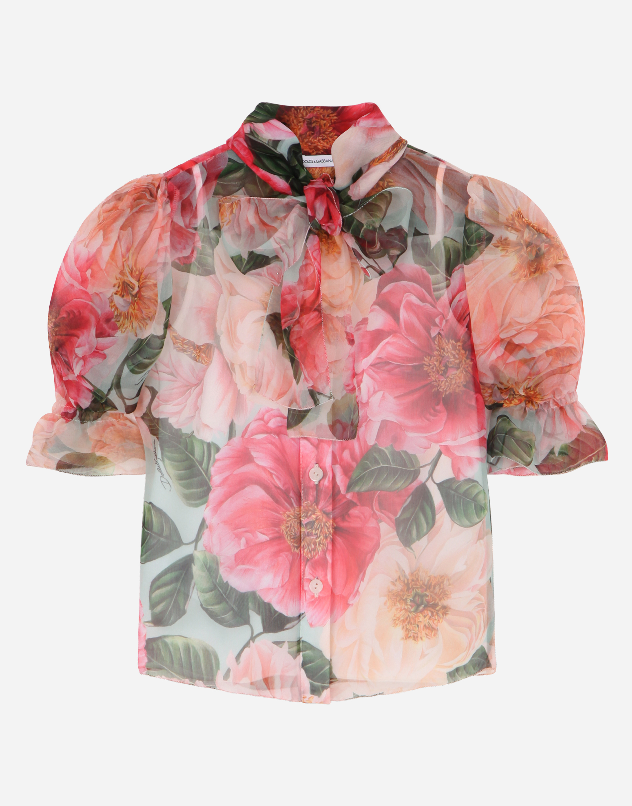 Dolce & Gabbana Kids' Camellia-print Chiffon Shirt