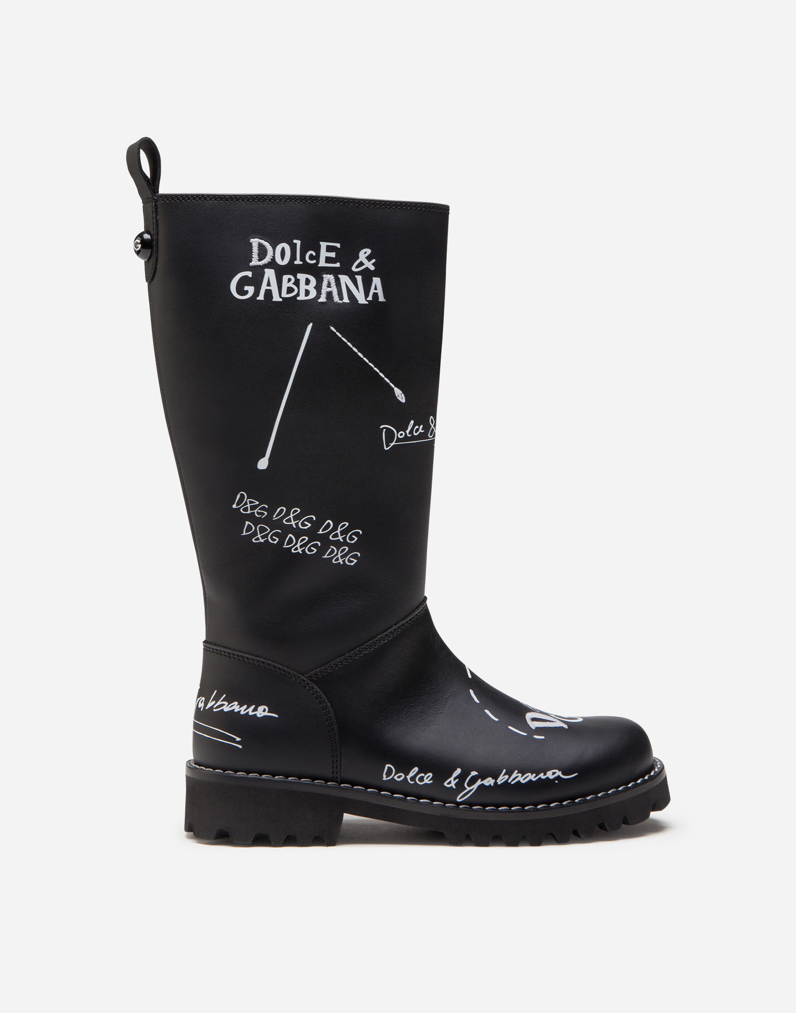 DOLCE & GABBANA Calfskin boots with logo print