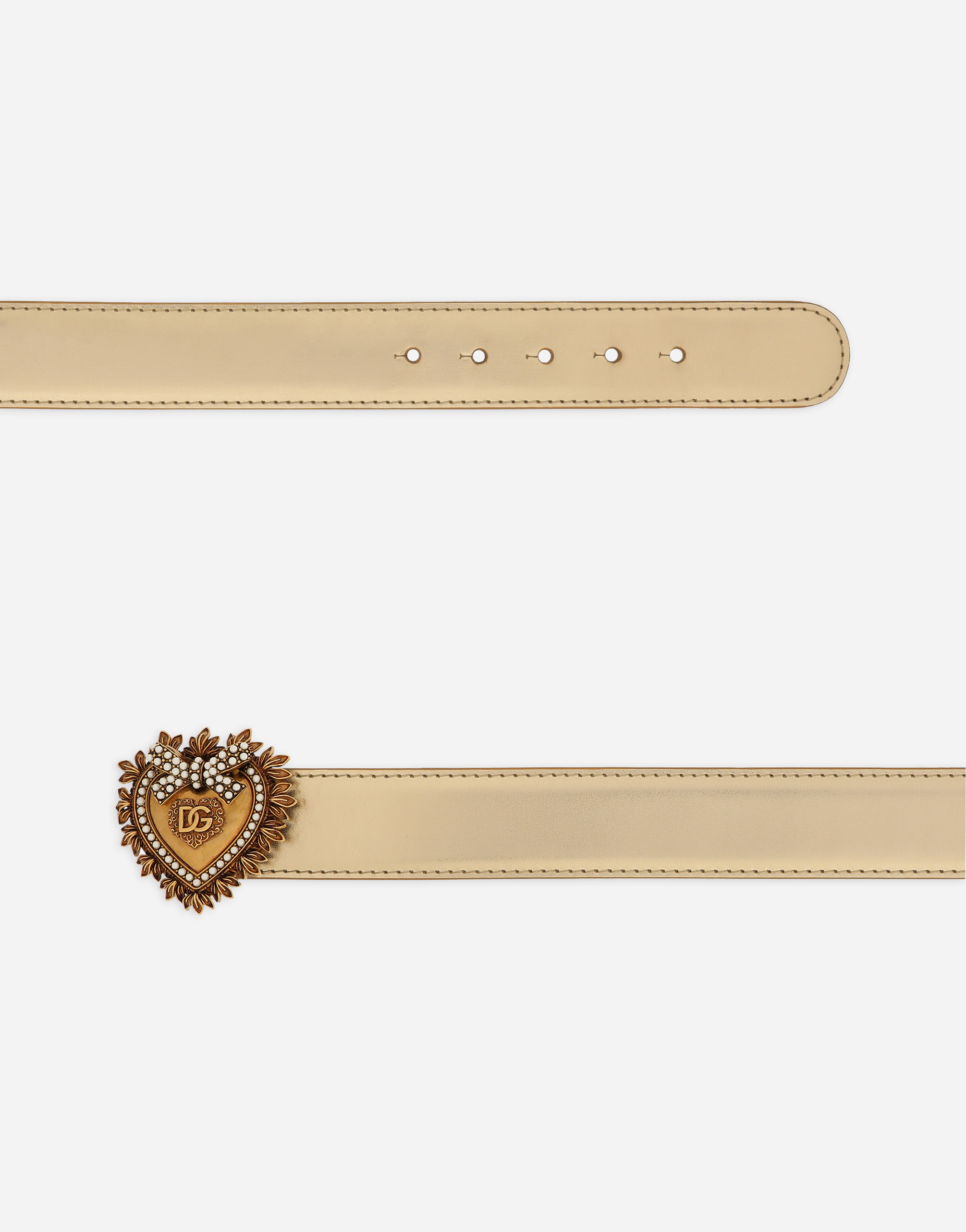 Dolce & Gabbana Devotion Belt In Laminated Calfskin