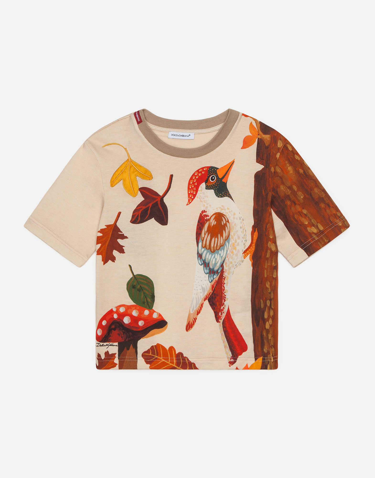 Dolce & Gabbana Kids' Jersey T-shirt With Woodpecker Print