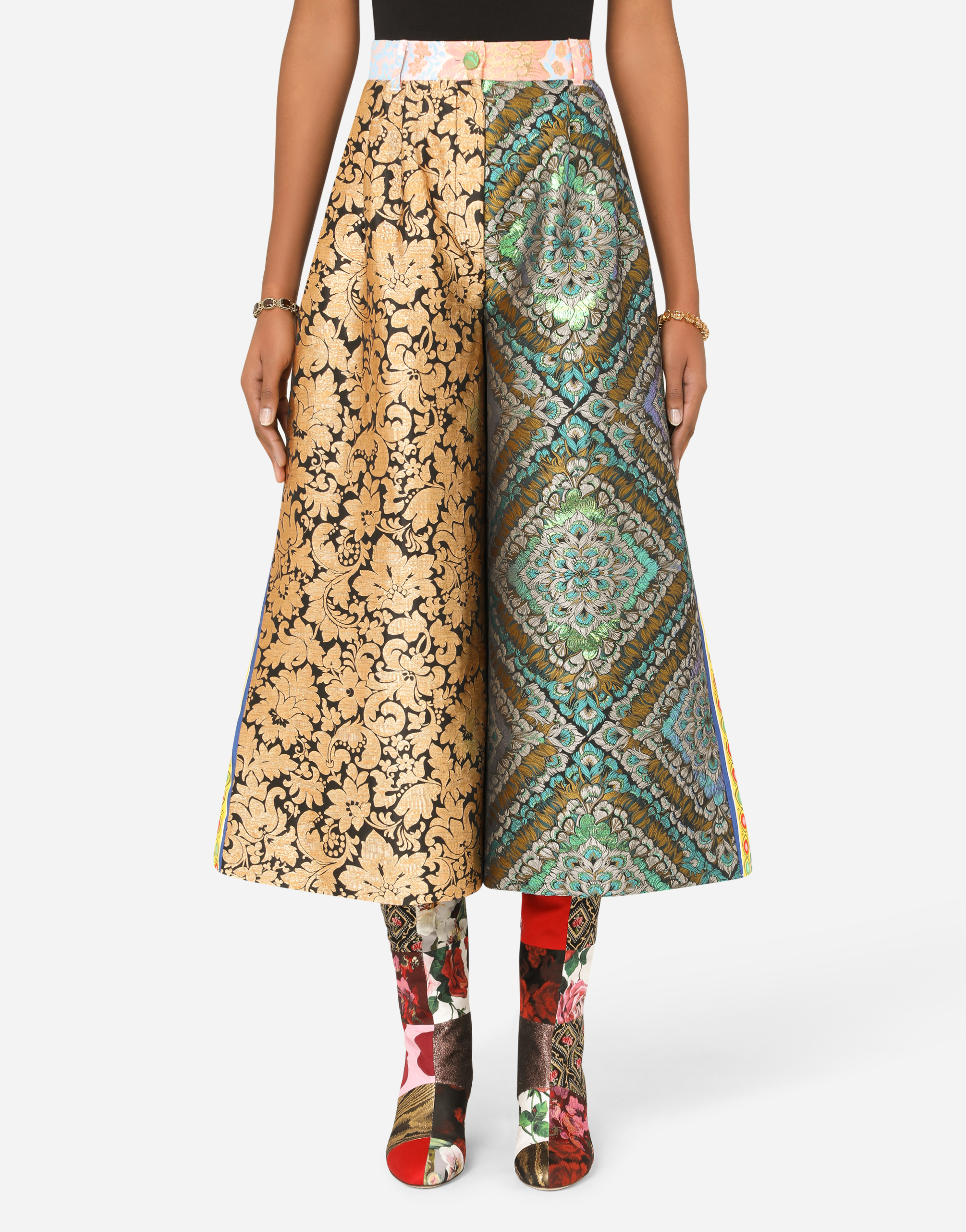 Dolce & Gabbana Patchwork Jacquard Culottes In Multicolor | ModeSens