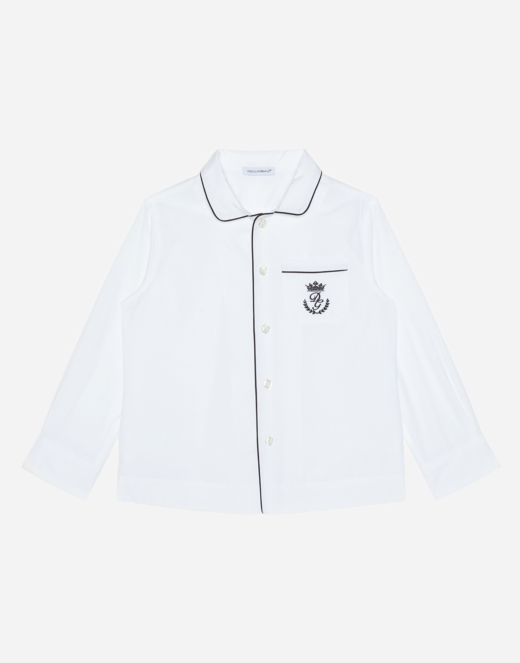 DOLCE & GABBANA Poplin shirt with embroidered logo and piping