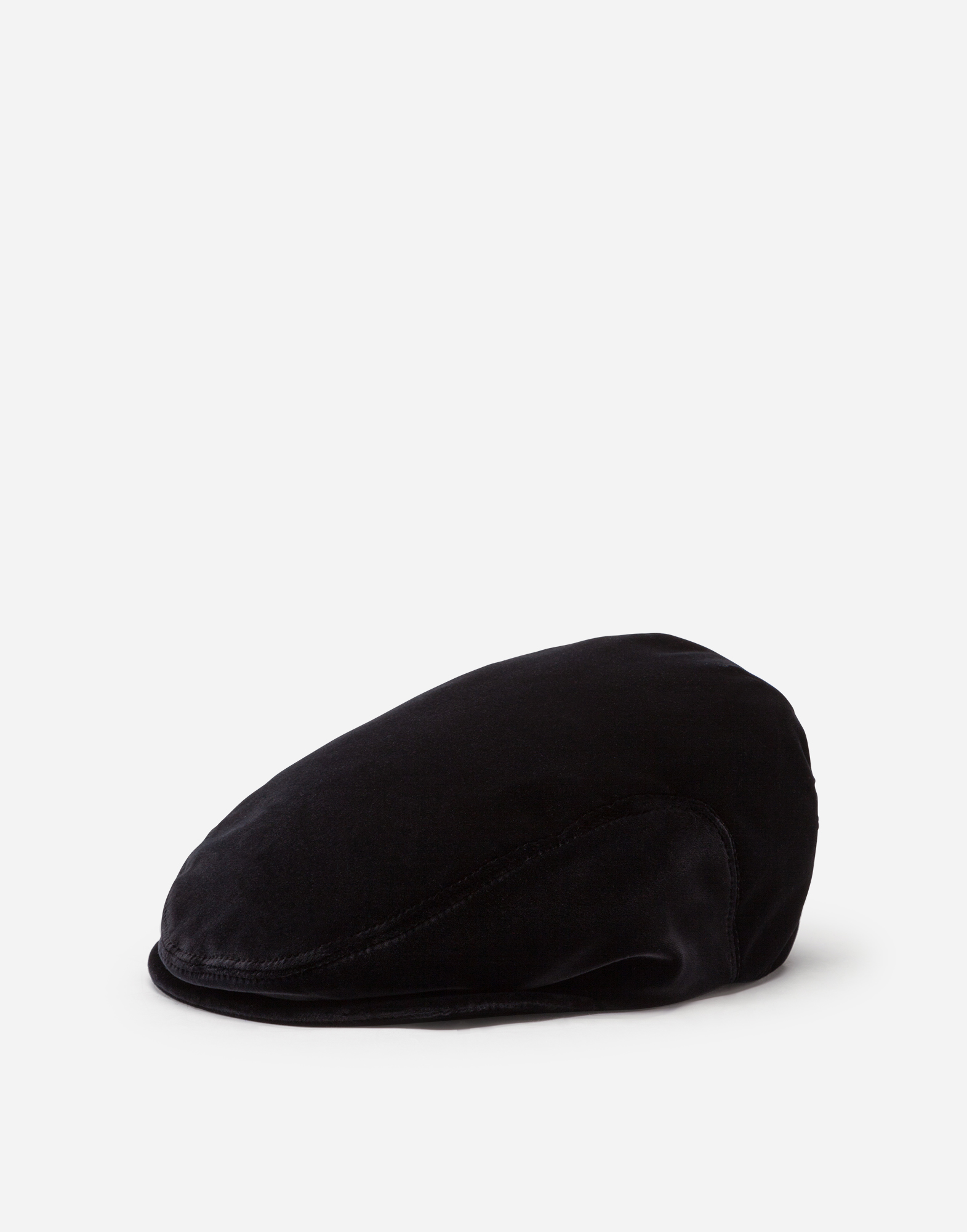 Dolce & Gabbana Velvet Cotton Flat Cap In Black