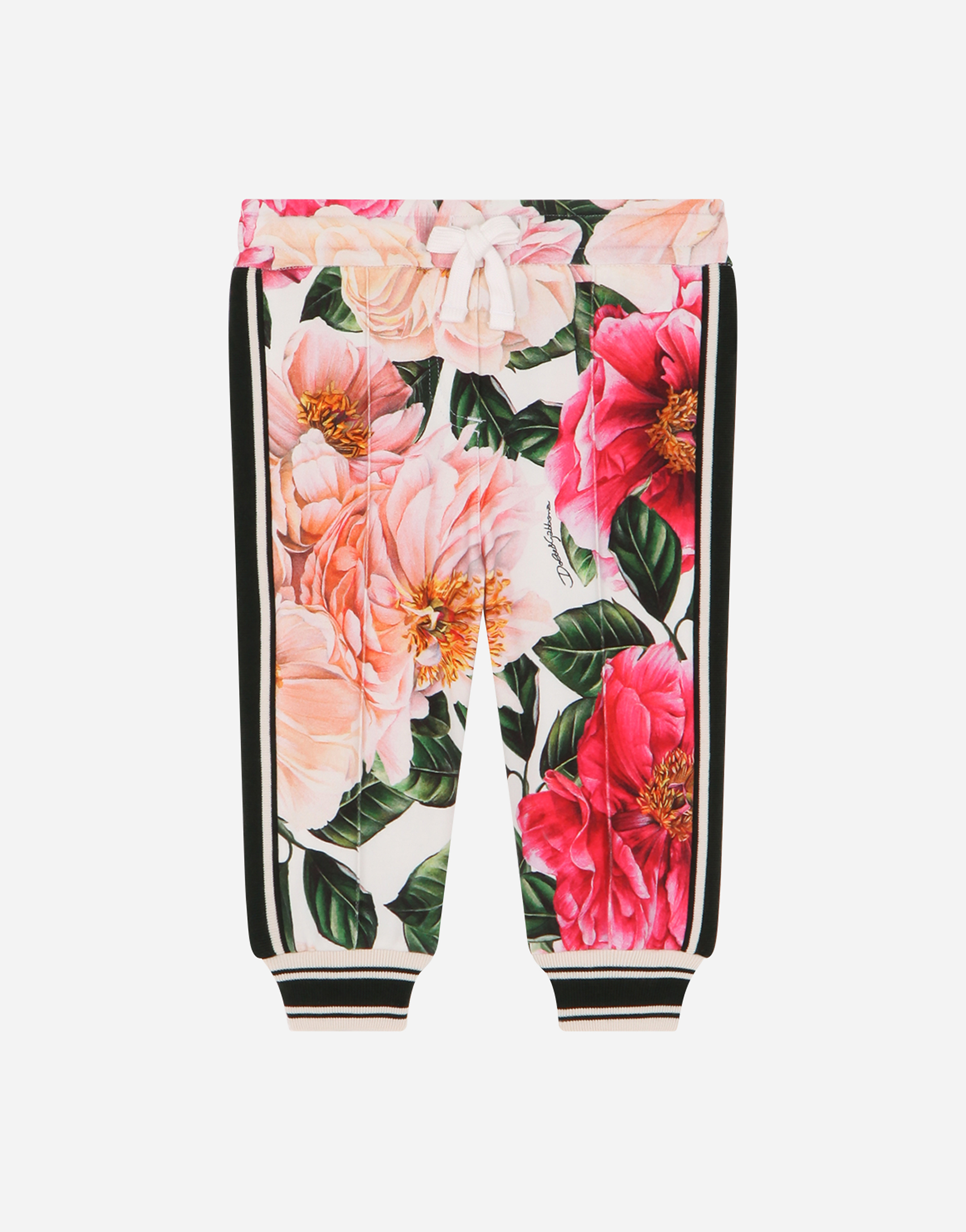 Dolce & Gabbana Babies' Interlock Jogging Pants With Camellia Print