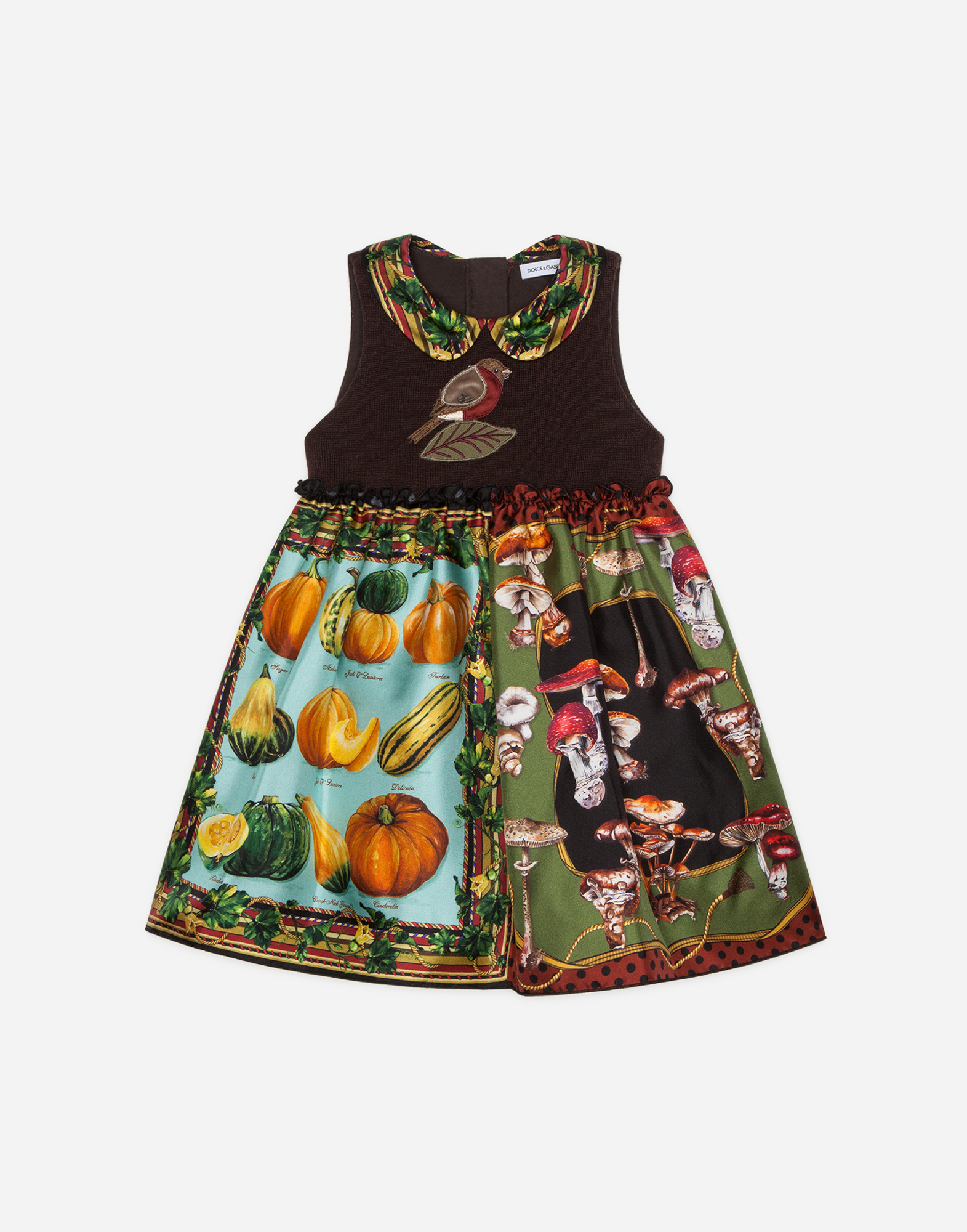 Dolce & Gabbana Babies' Dress In Jersey And Twill With Autumn Print