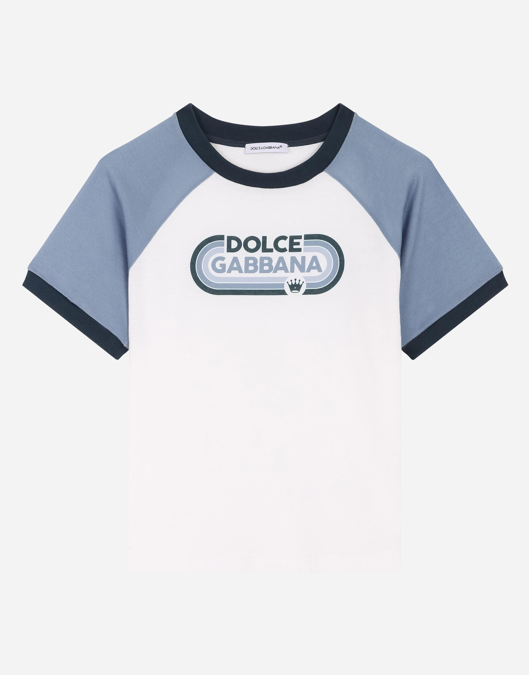 Dolce & Gabbana Kids' Two-tone Jersey T-shirt With Dolce&gabbana Print