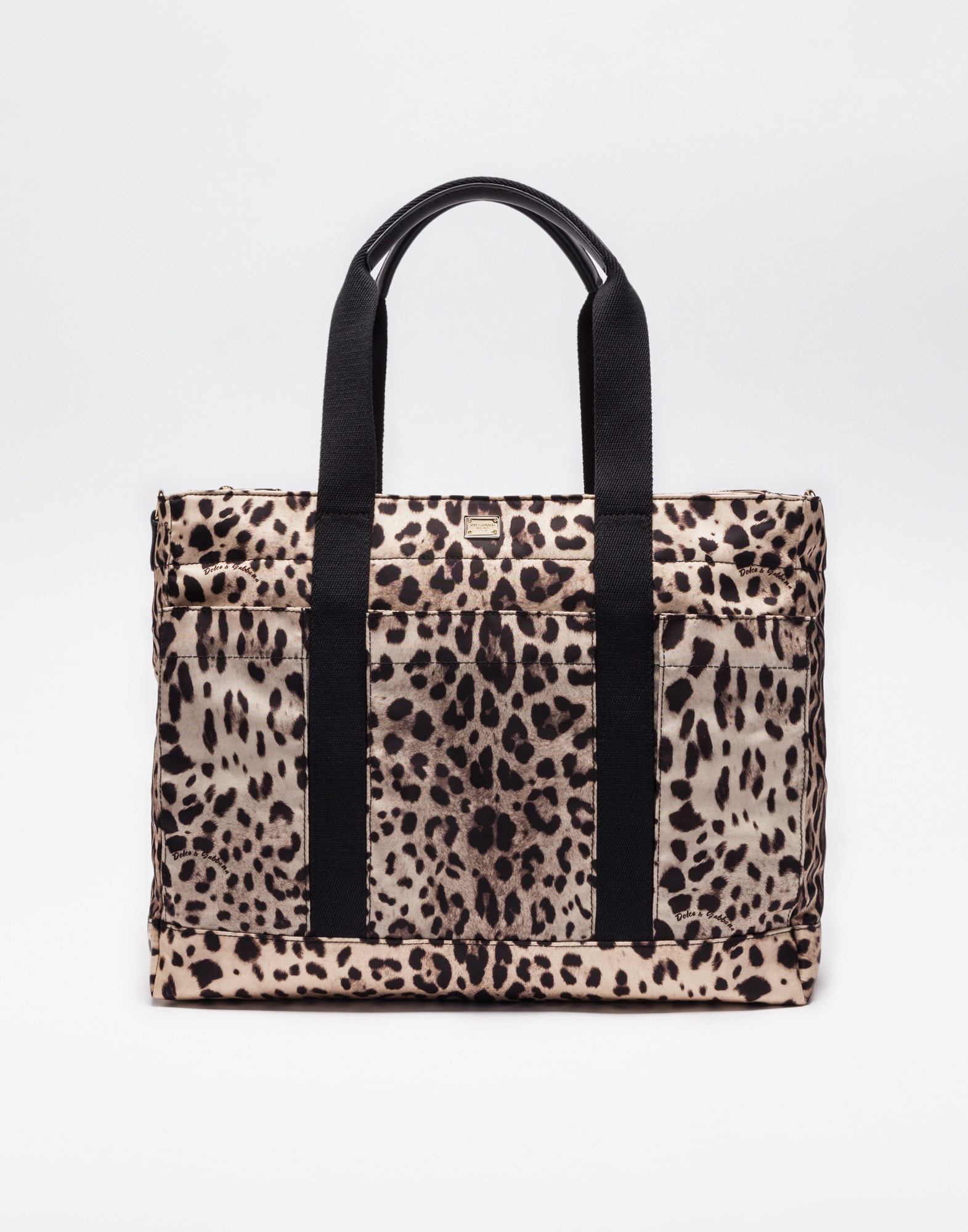 Dolce & Gabbana Nylon Nappy Bag With Leo Print In Leopard