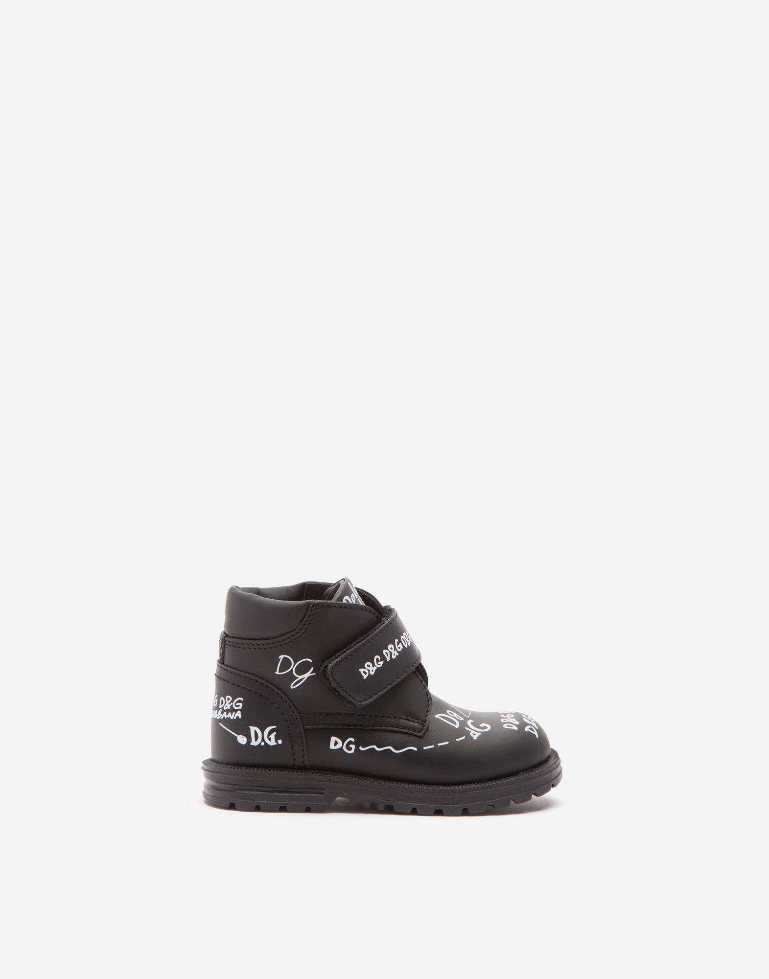 Dolce & Gabbana Babies' Calfskin Ankle Boots With Logo Print