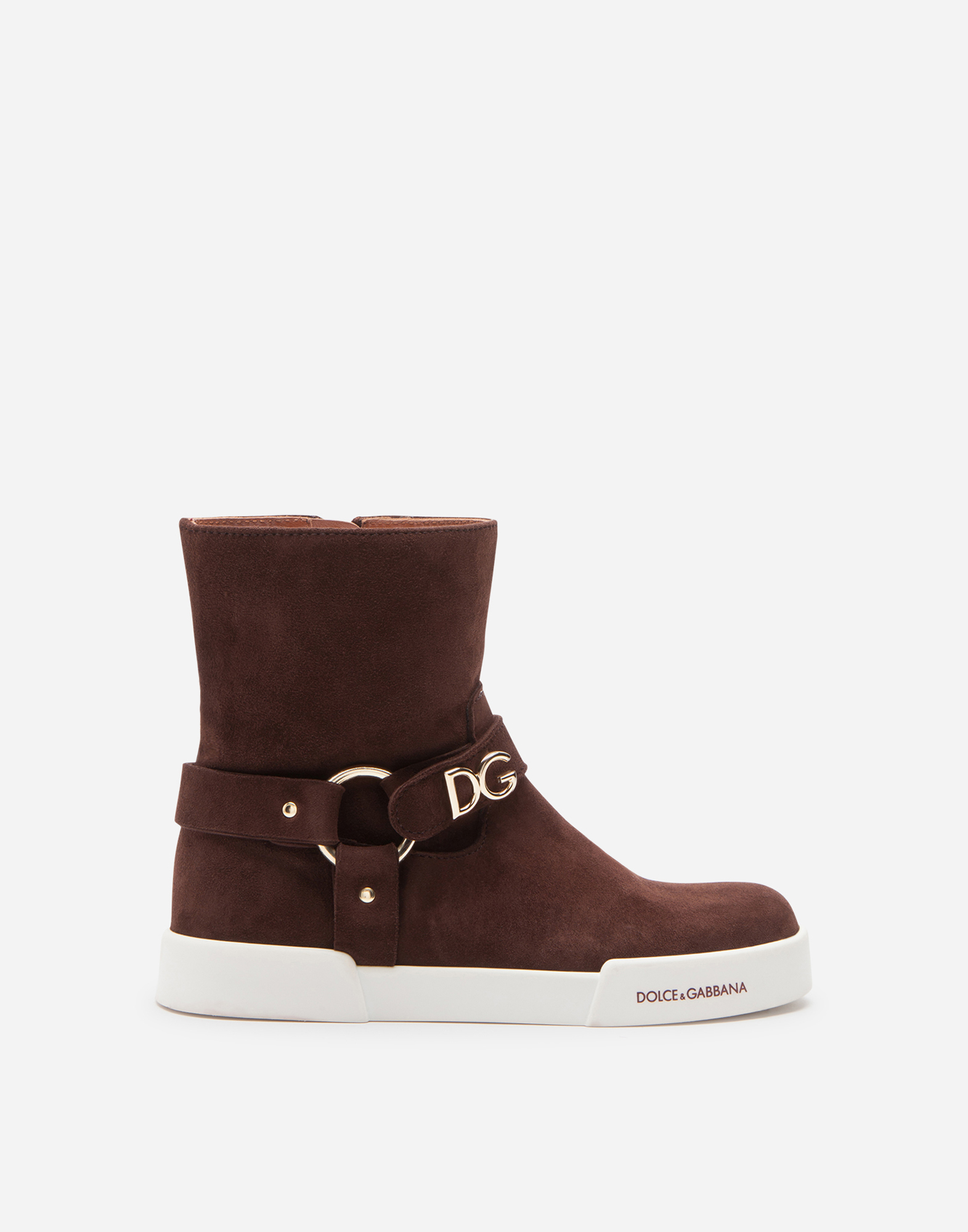 DOLCE & GABBANA Suede ankle boots with DG lettering