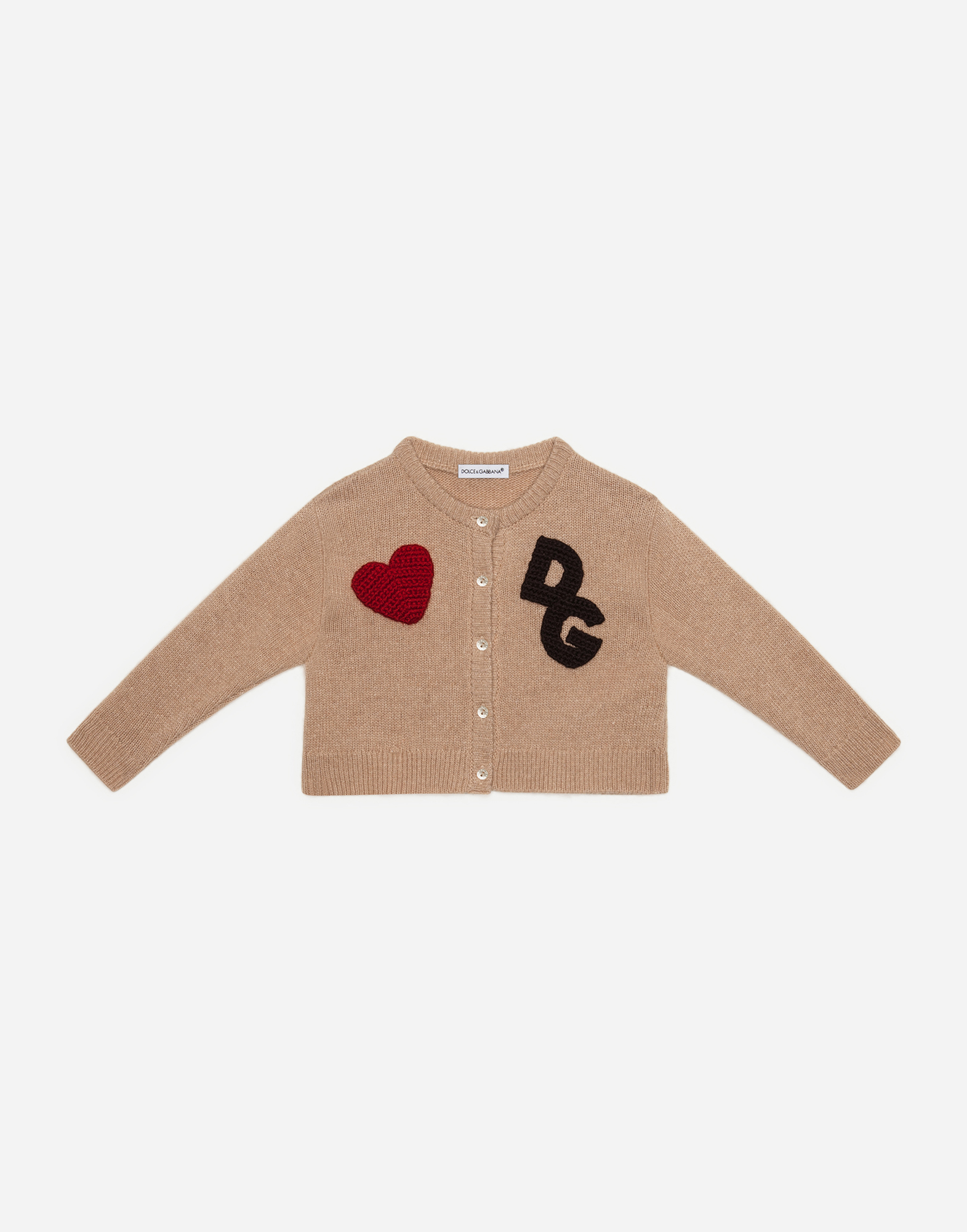 DOLCE & GABBANA Wool cardigan with DG patch embellishment