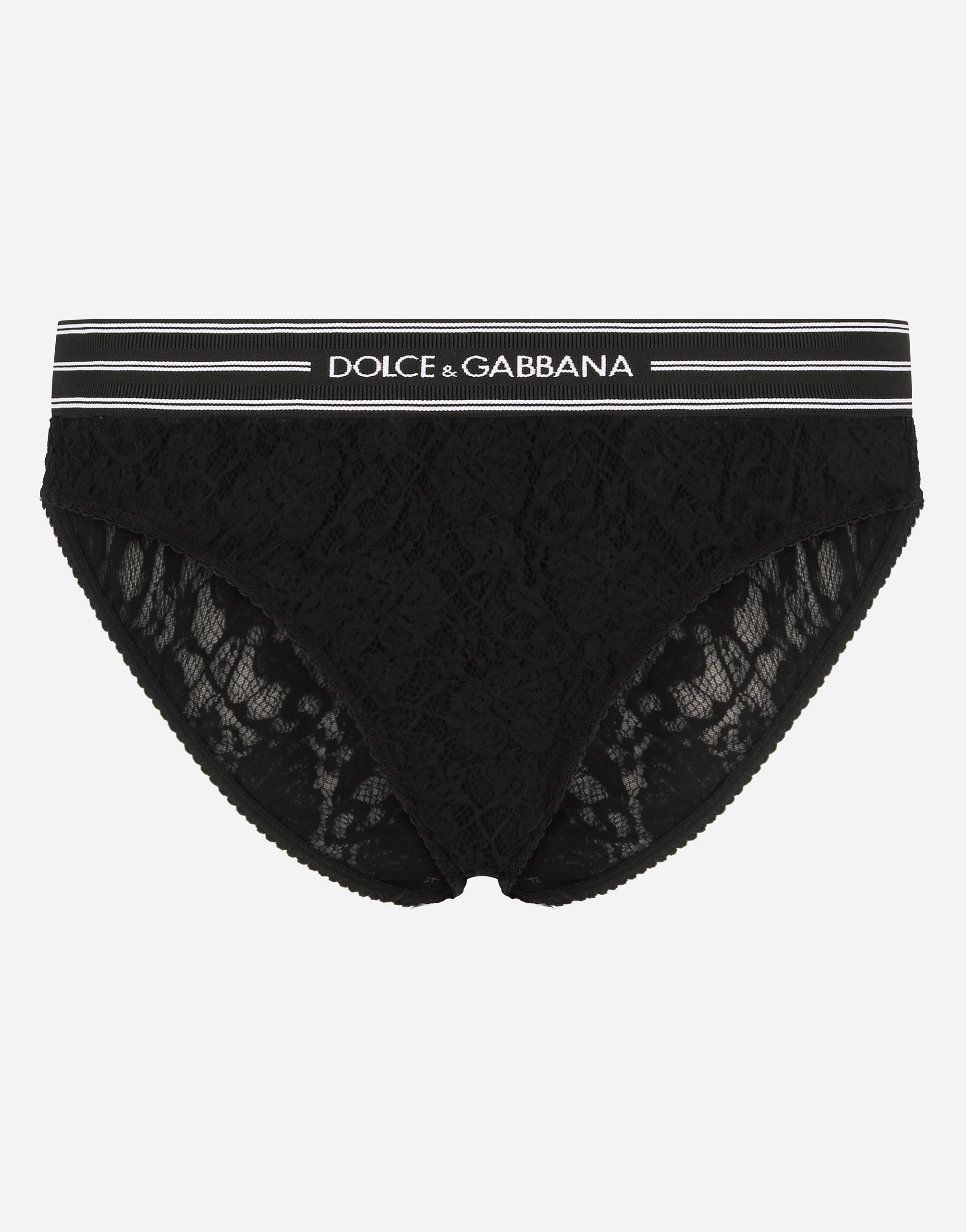 Lace briefs with logoed strip