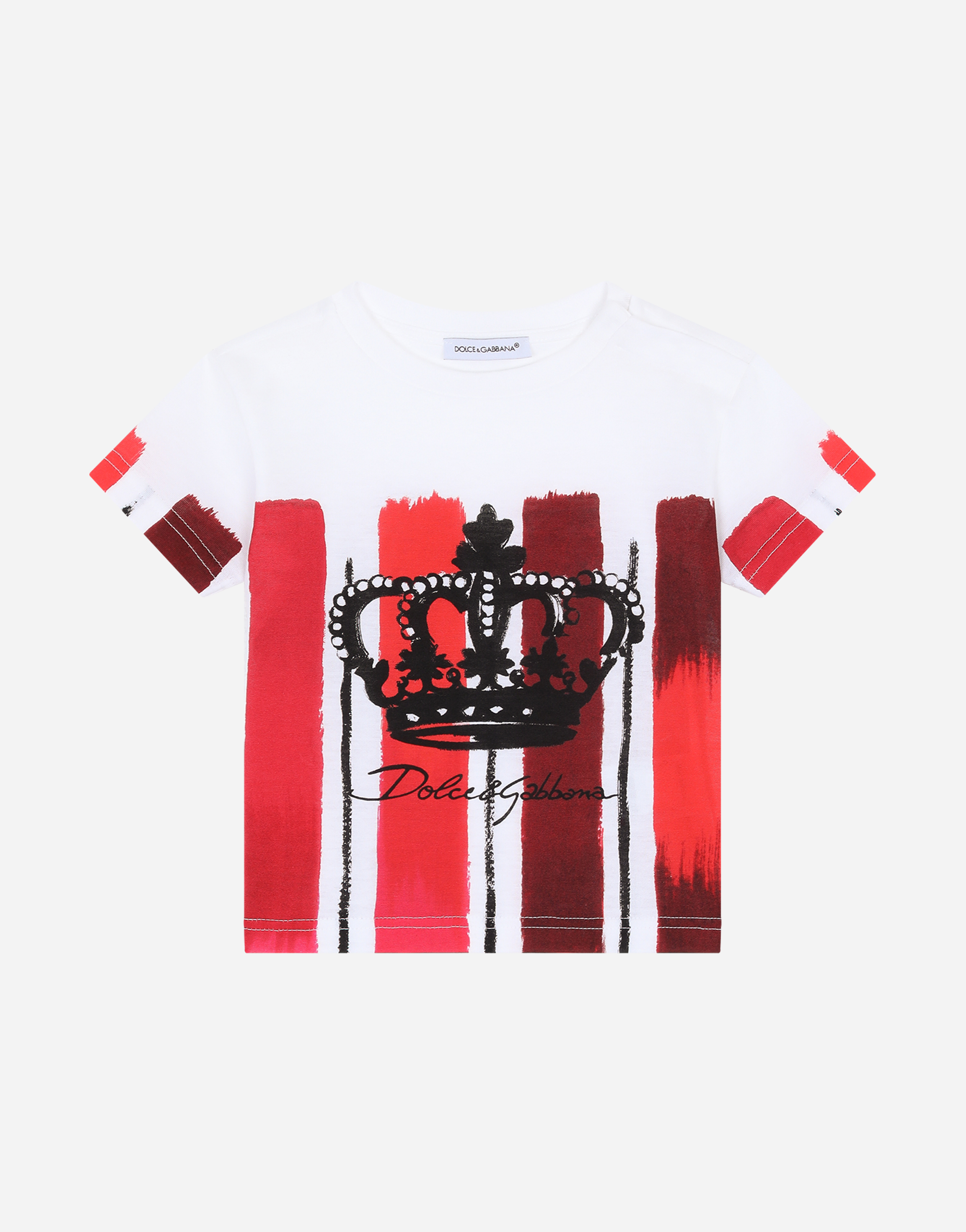 Dolce & Gabbana Kids' Jersey T-shirt With Crown And Striped Print