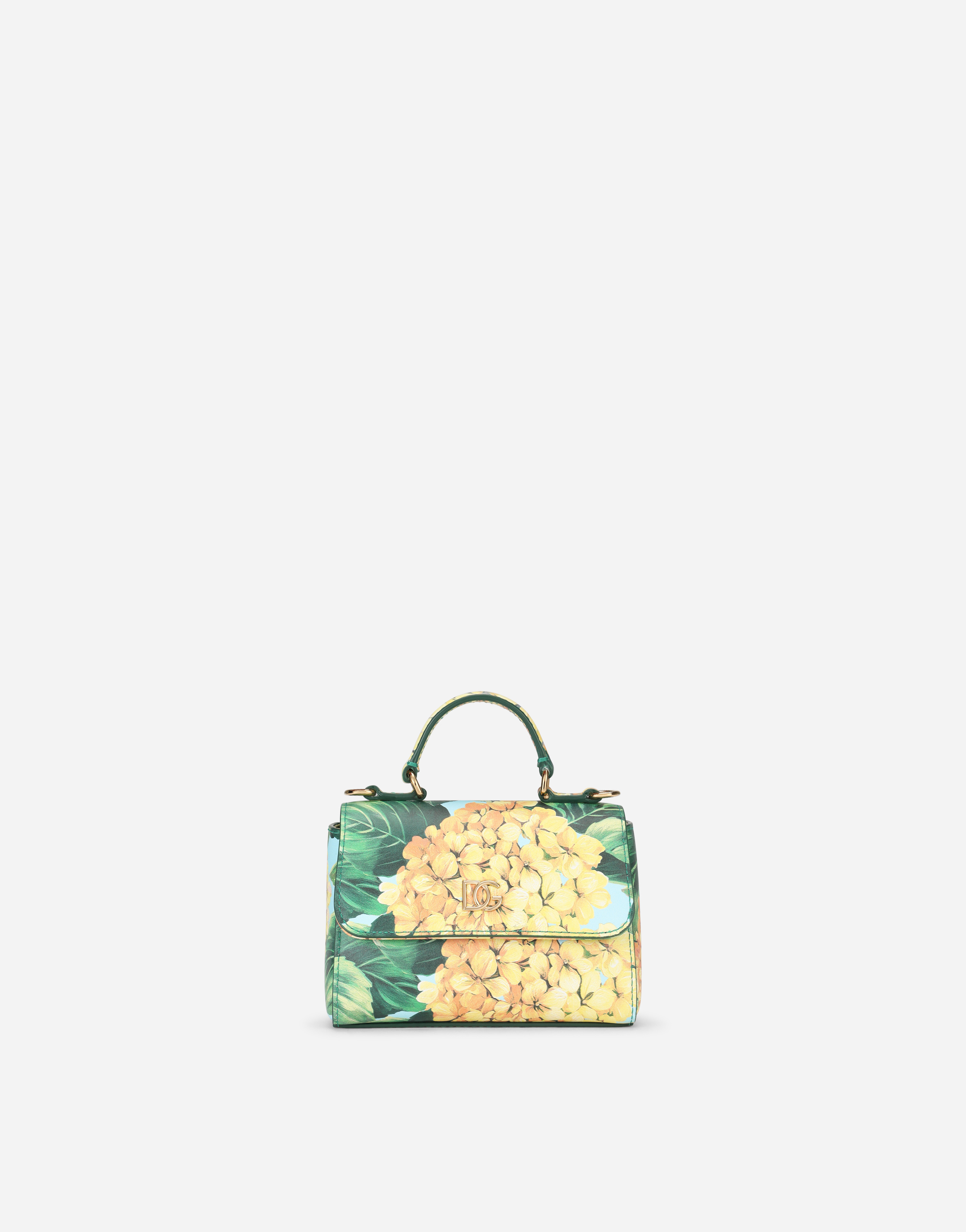 DOLCE & GABBANA Hydrangea-print calfskin handbag