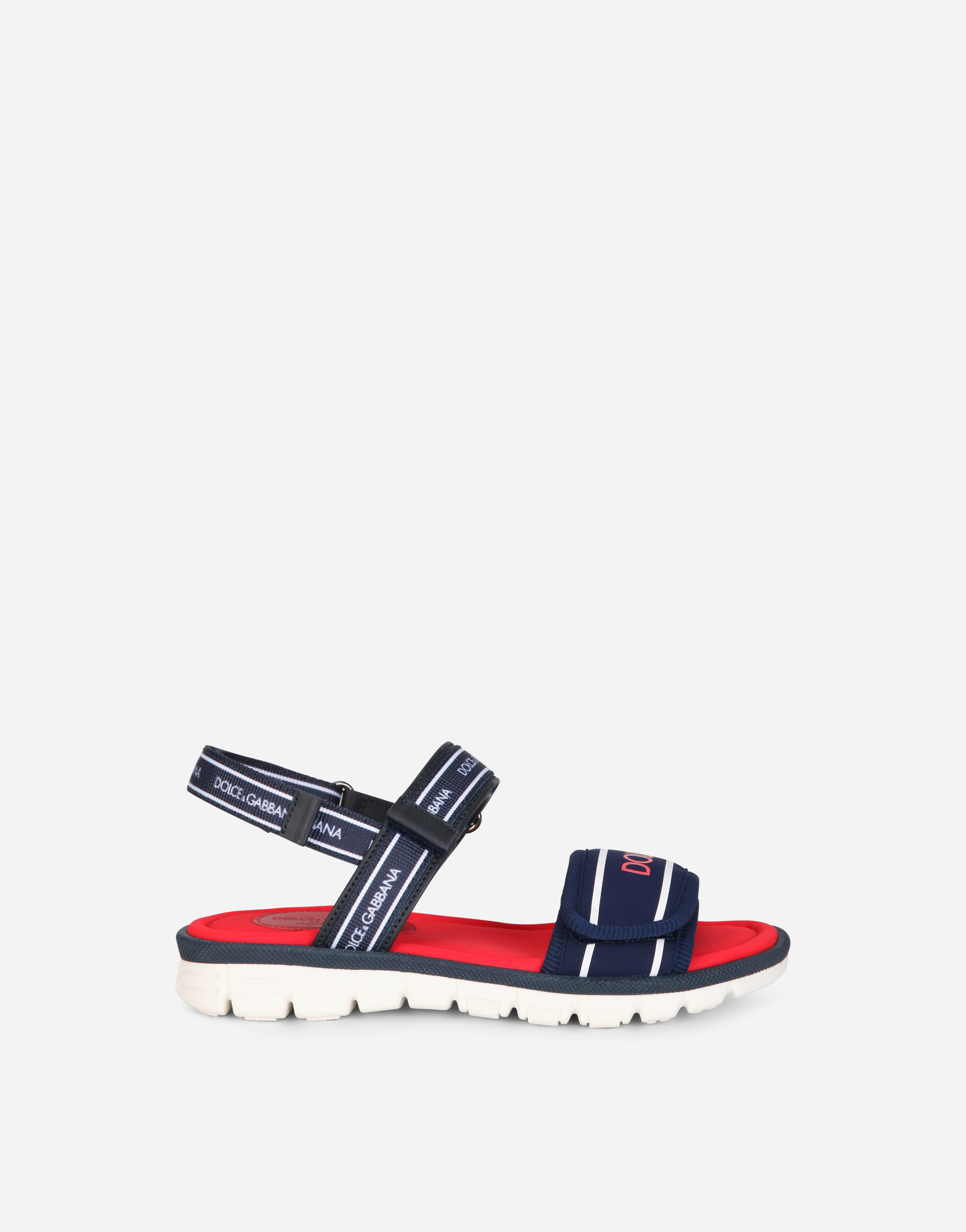 DOLCE & GABBANA Solid-color scuba sandals with logo print