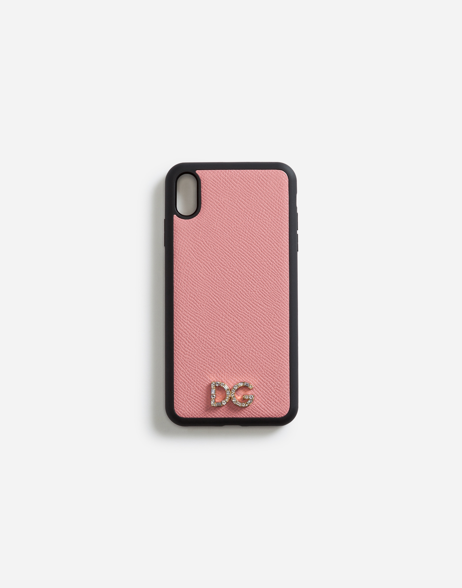 Dolce & Gabbana Iphone Xs Max Cover In Dauphine Calfskin With Crystal Logo