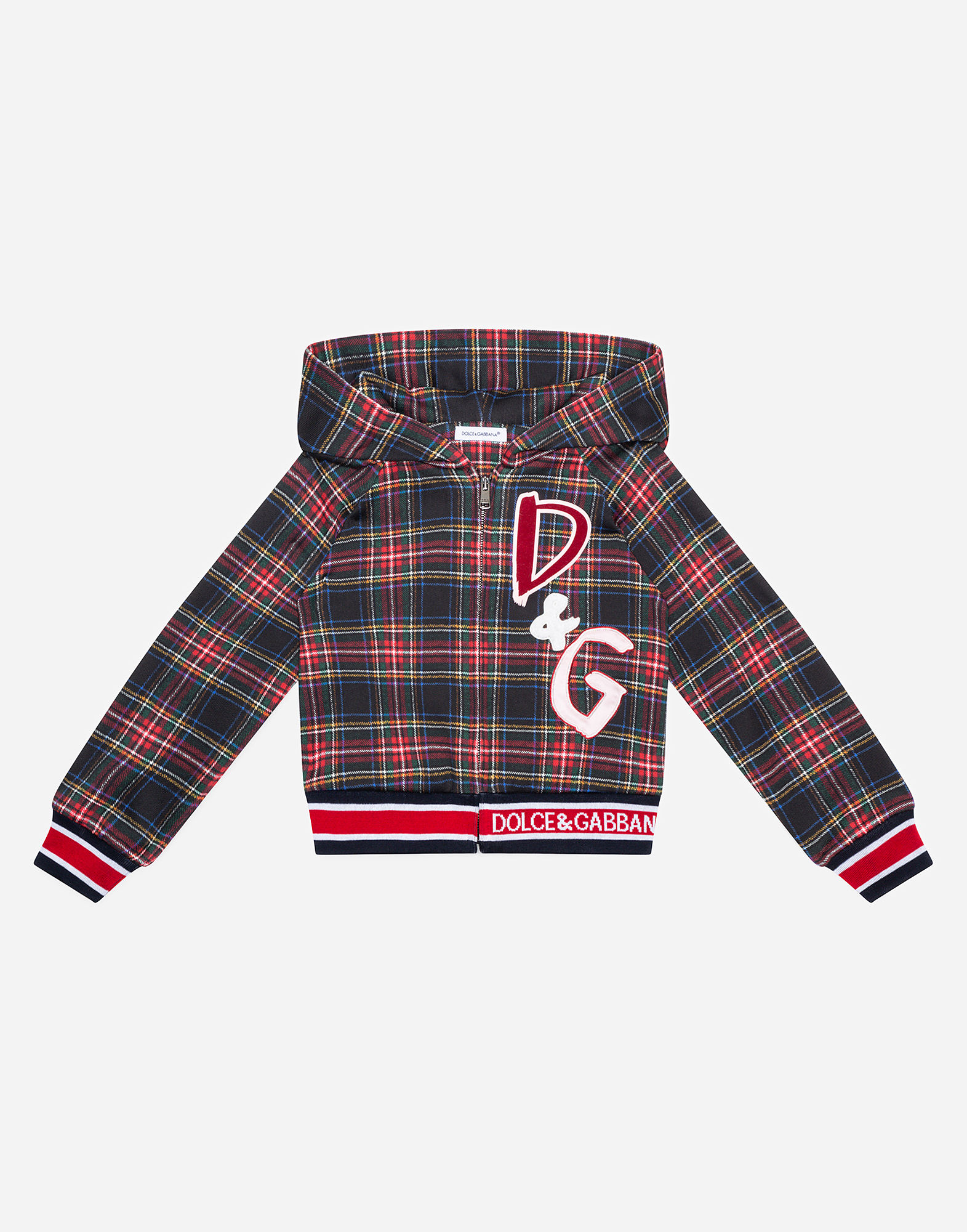DOLCE & GABBANA Jersey hoodie with check print