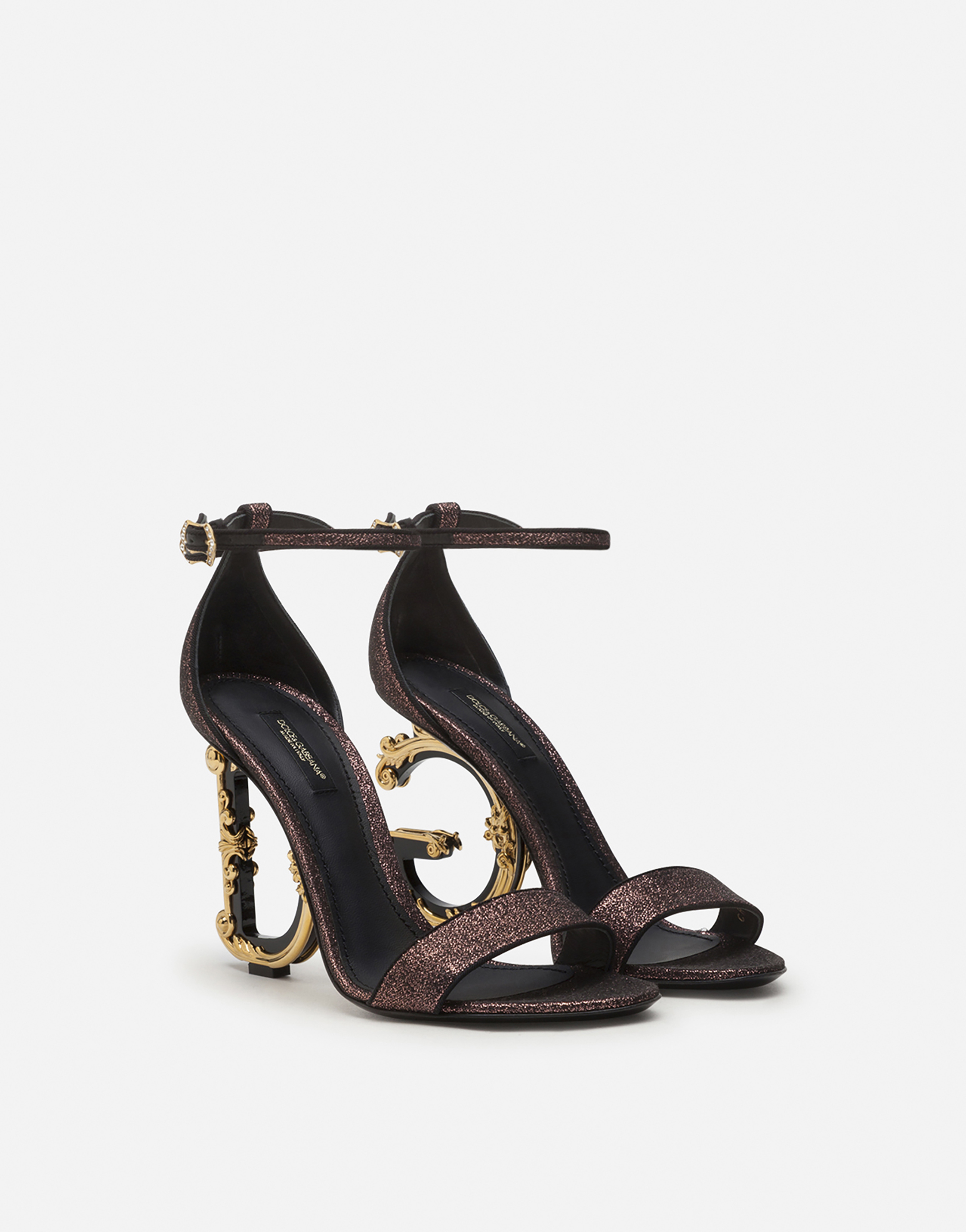 Jacquard sandals with baroque D\u0026G heel