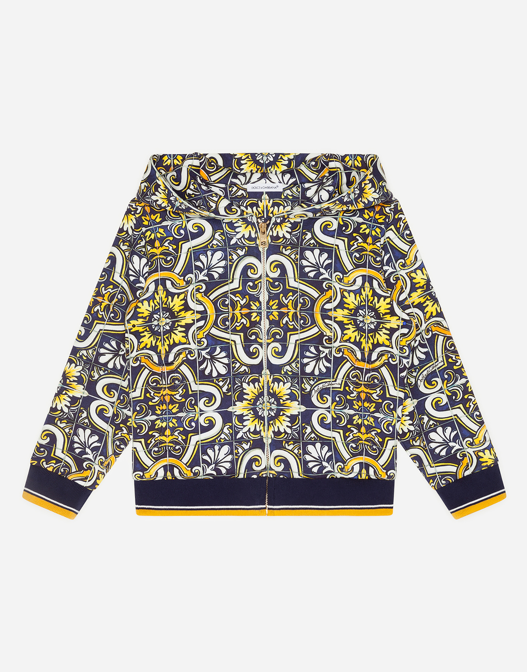DOLCE & GABBANA Jersey hoodie with maiolica print