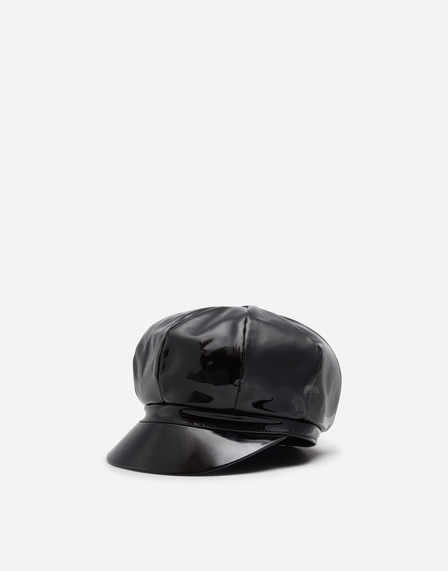 Dolce & Gabbana Patent Leather Baker Boy Hat With Peak