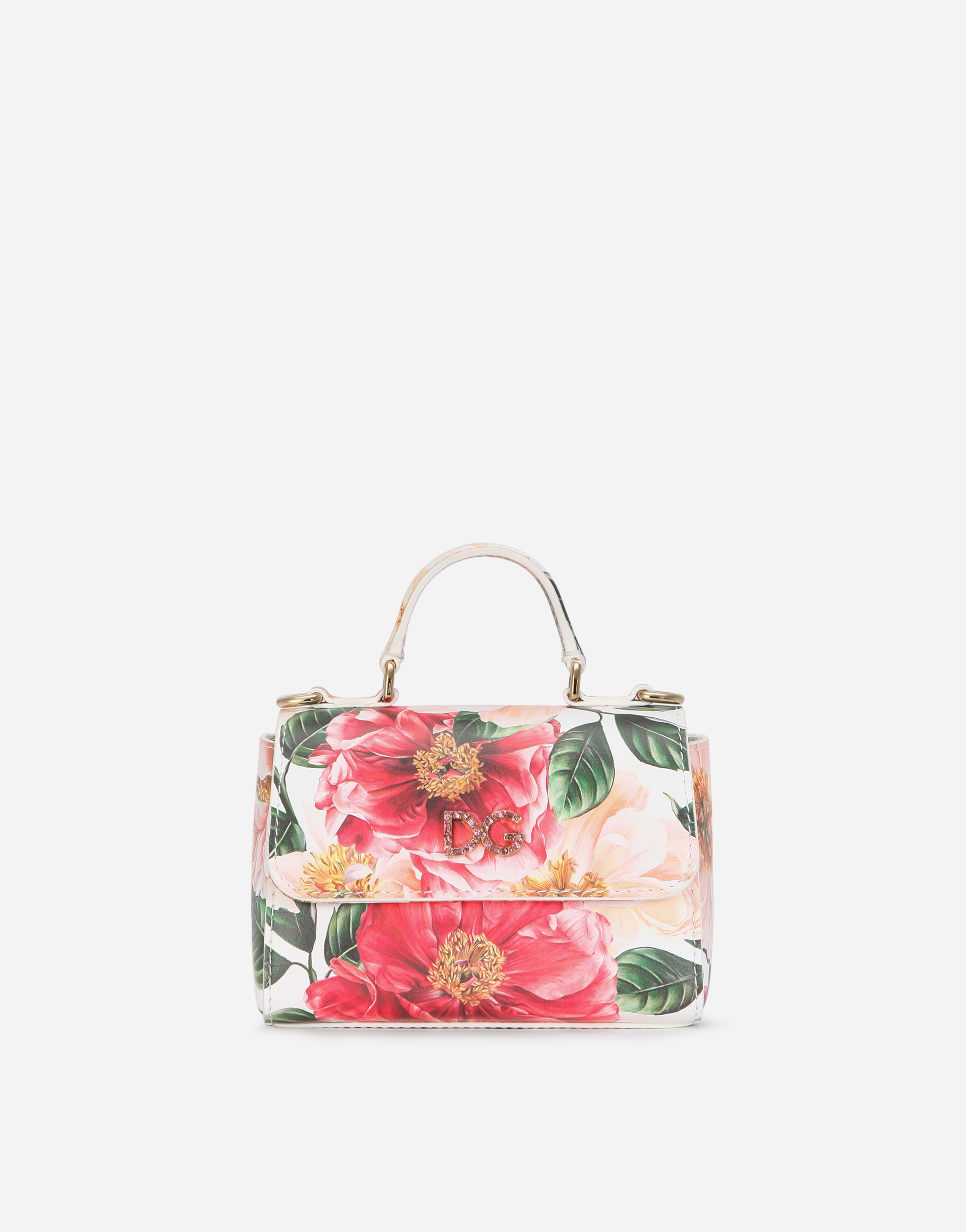 Dolce & Gabbana Kids' Camellia-print Calfskin Handbag