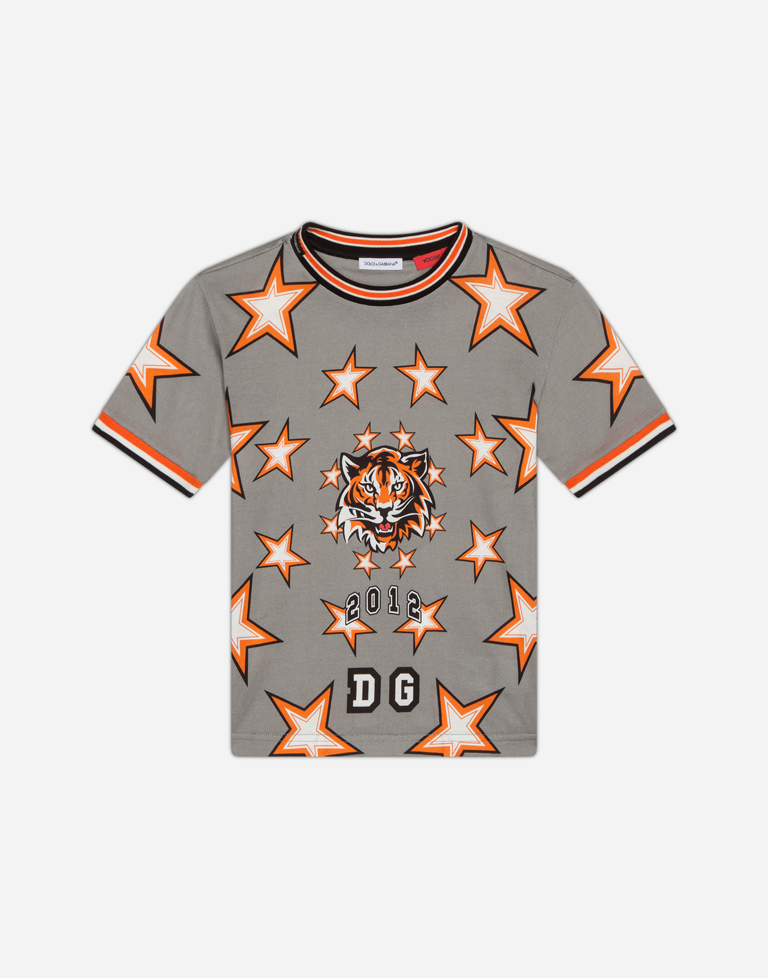 Dolce & Gabbana Kids' Jersey T-shirt With Tiger And Star Print