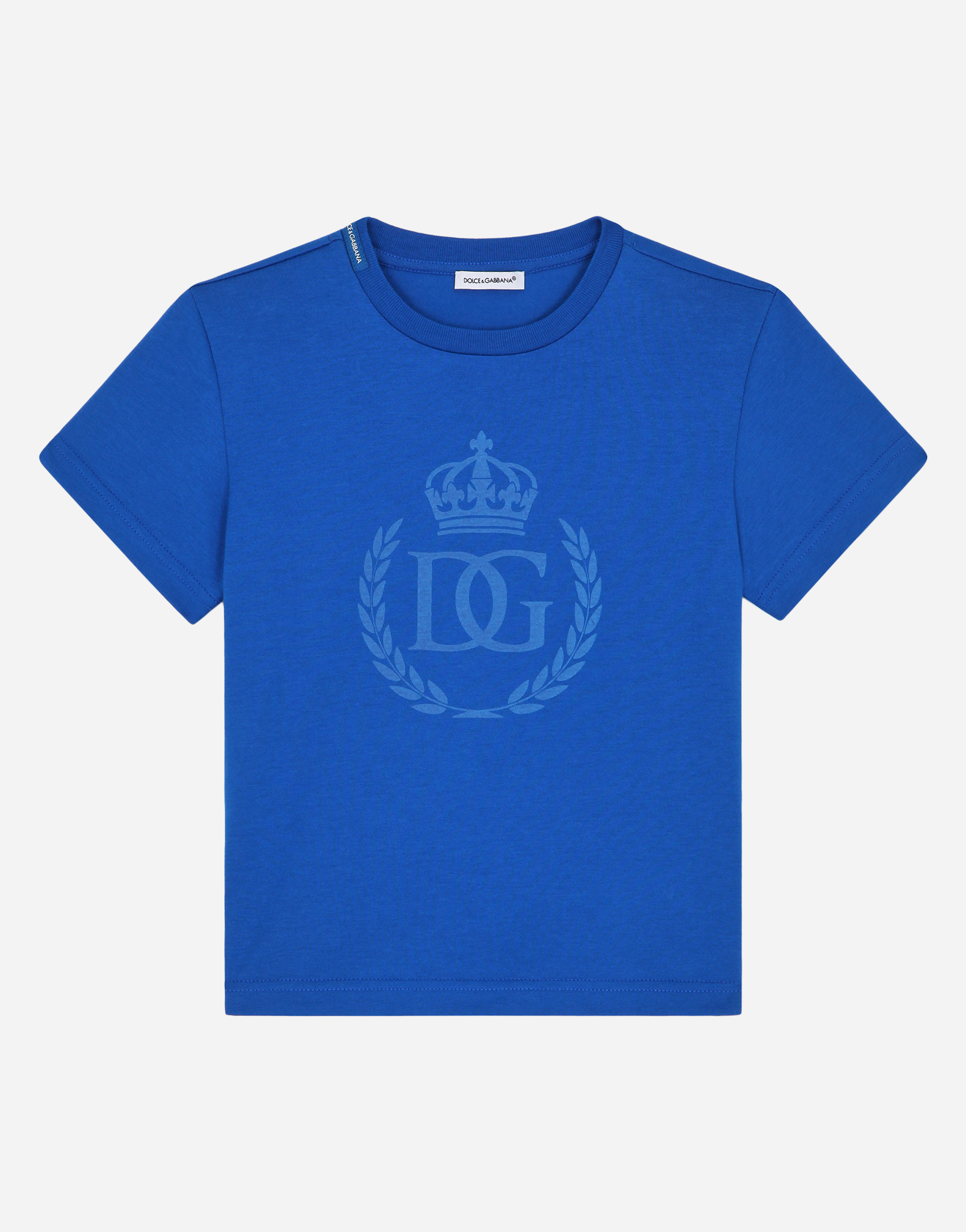 Dolce & Gabbana Kids' Jersey T-shirt With Dg Laurel And Crown Print
