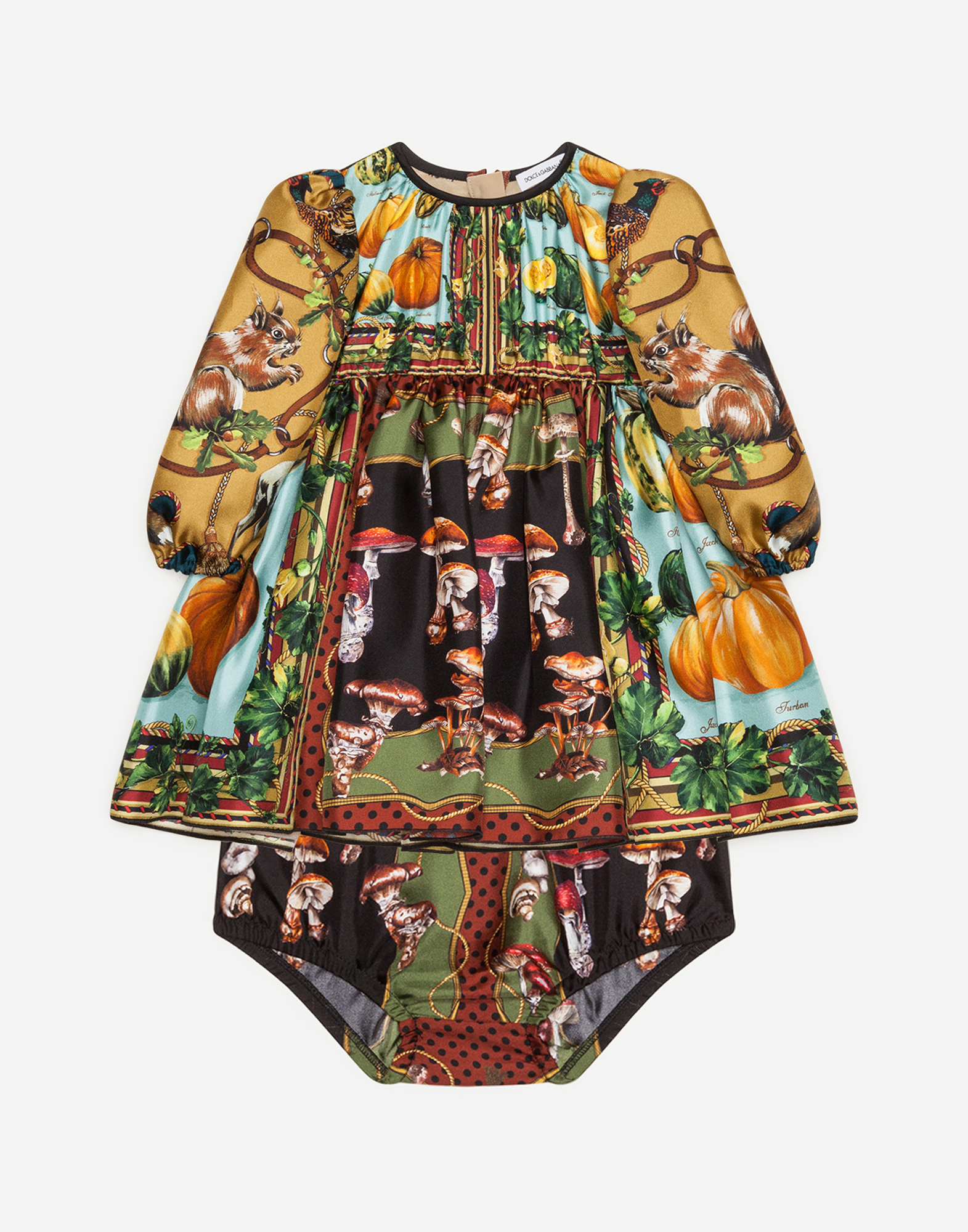 Dolce & Gabbana Babies' Dress In Twill With Autumn Print