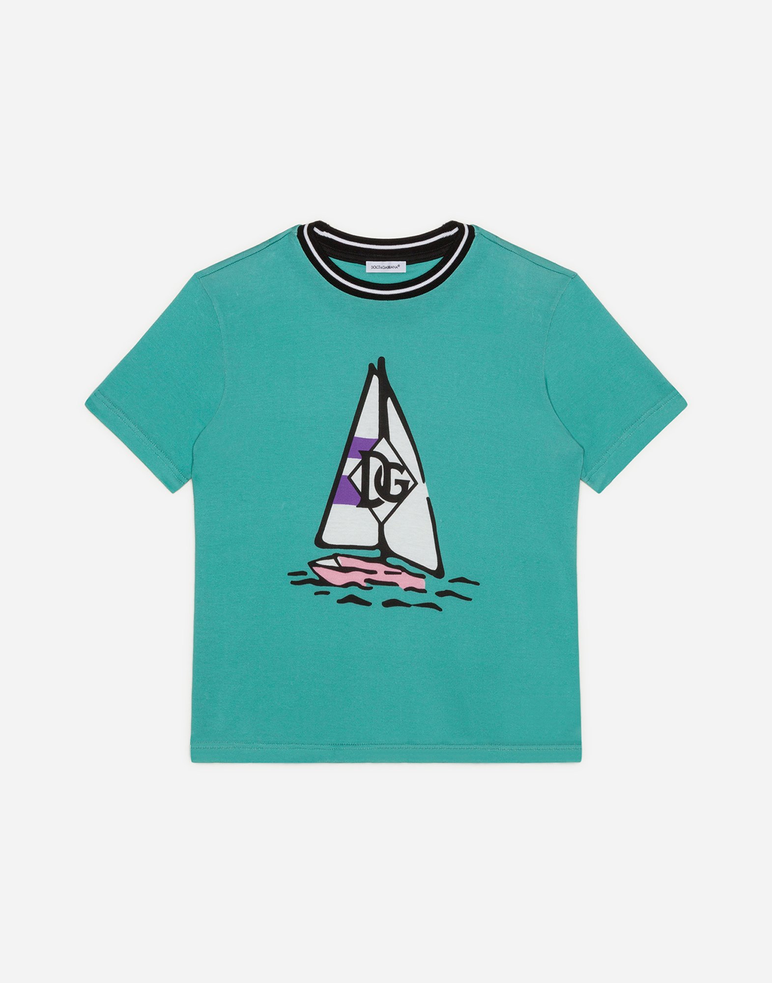 Dolce & Gabbana Kids' Jersey T-shirt With Boat Print
