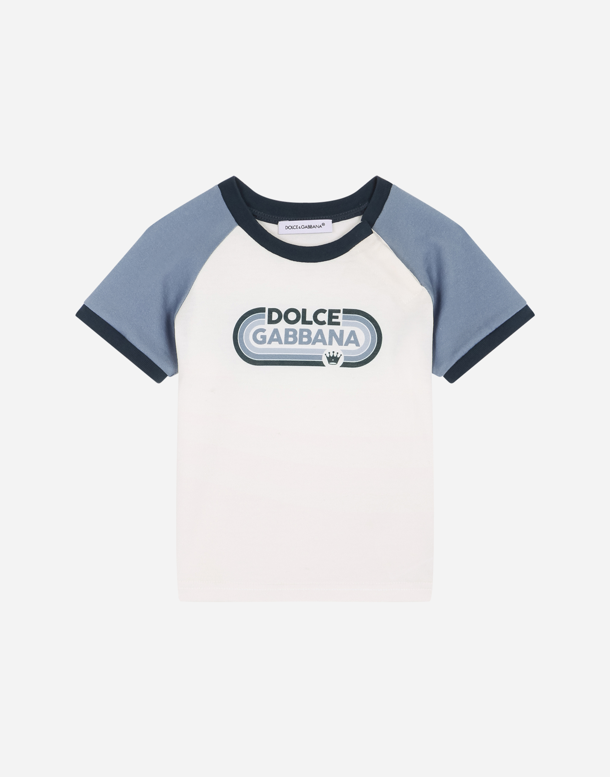 Dolce & Gabbana Kids' Two-tone Jersey T-shirt With Dolce&gabbana Print