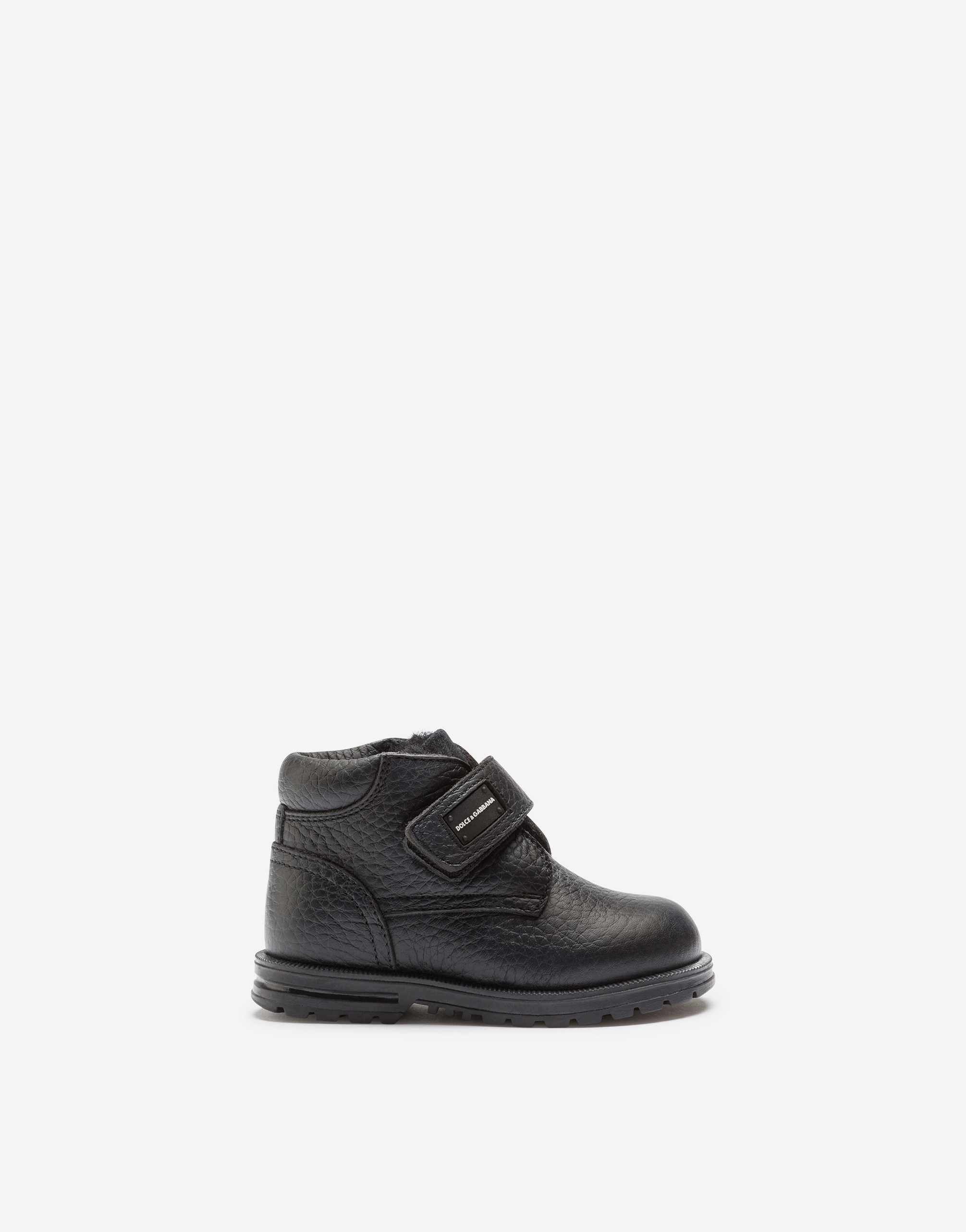 Dolce & Gabbana Babies'  Shoes For First Steps (19-26) - Calfskin And Shearling Ankle Boots In Black