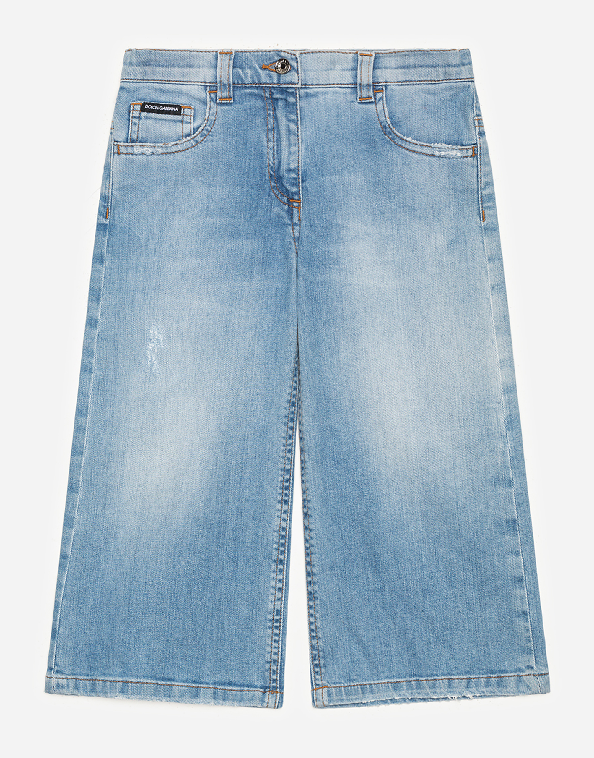 DOLCE & GABBANA Flared washed blue stretch jeans