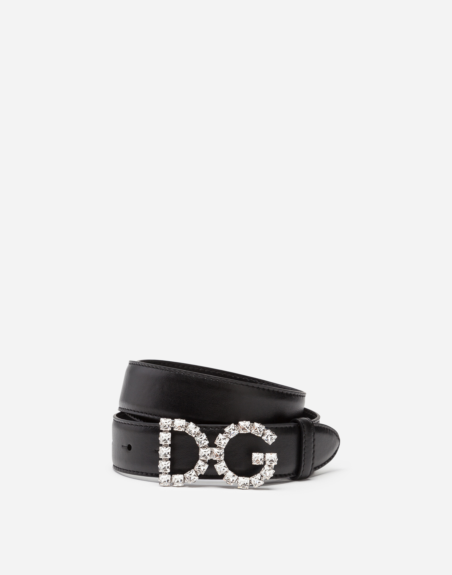 DOLCE & GABBANA Calfskin belt with DG crystals logo