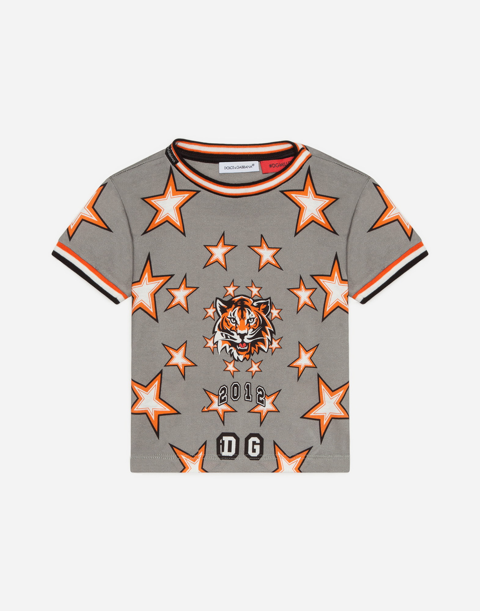 Dolce & Gabbana Kids' Jersey T-shirt With Tiger And Star Print