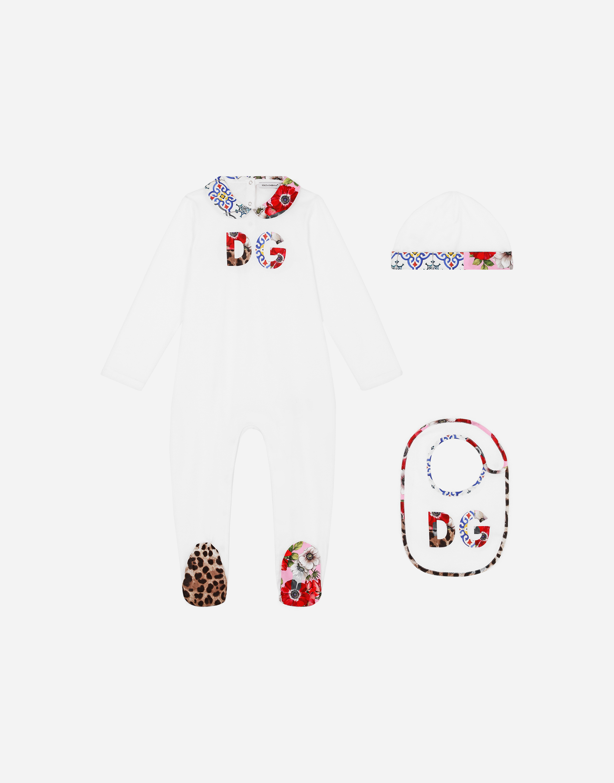 Dolce & Gabbana Babies' 3-piece Gift Set With Dg Patchwork Print