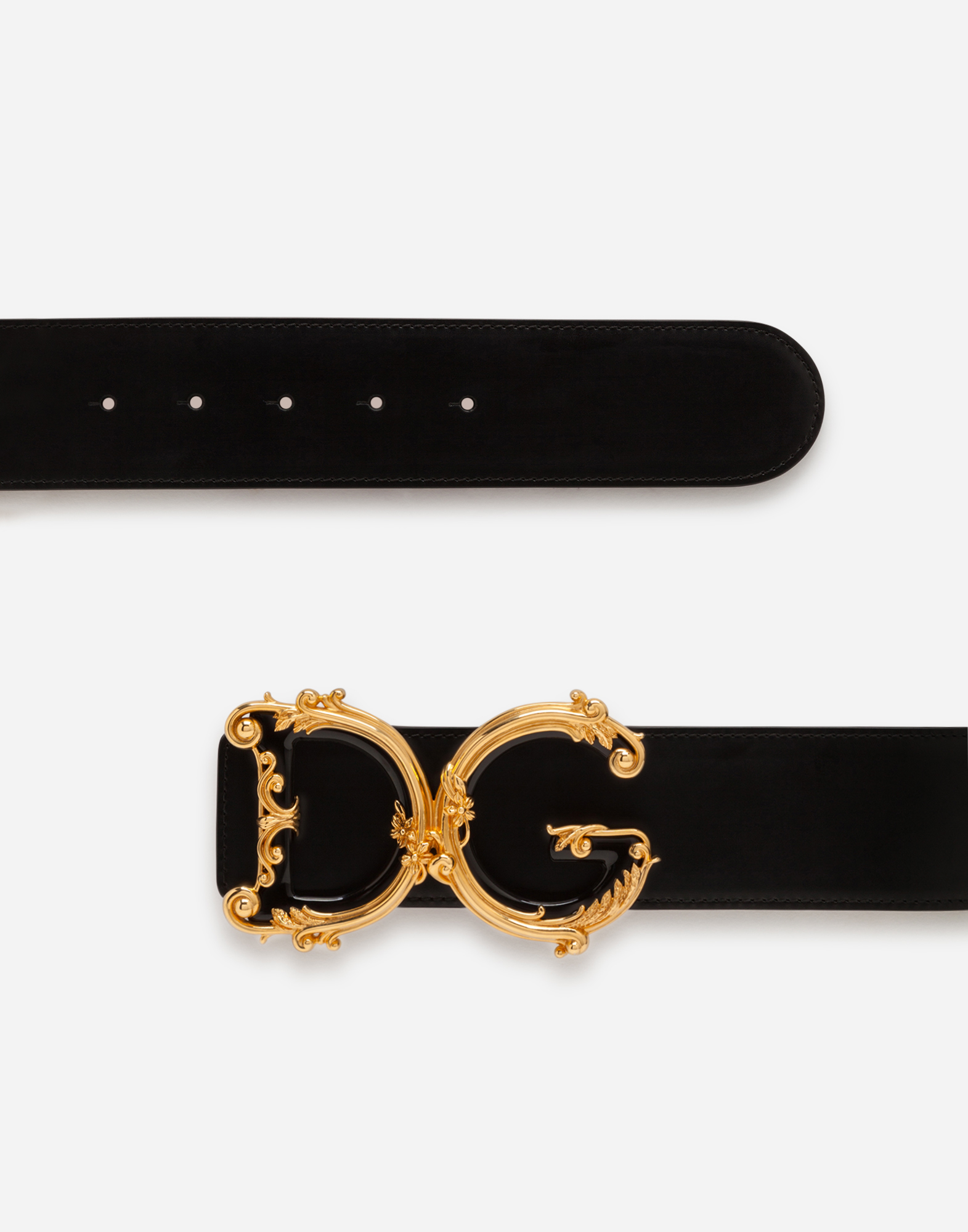 Leather belt with D\u0026G baroque logo