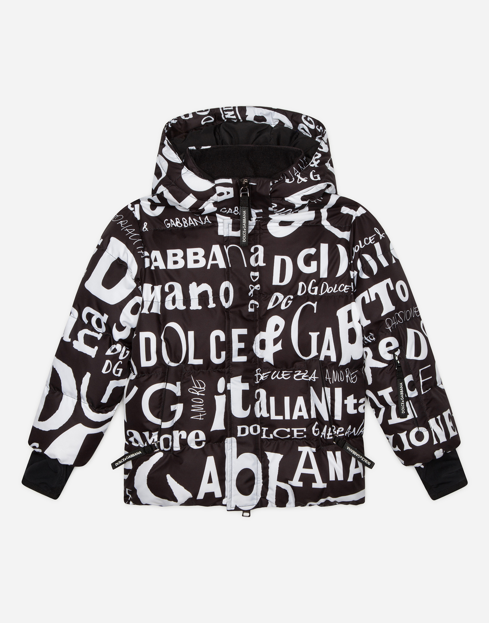 Dolce & Gabbana Kids' Padded Nylon Ski Jacket With Logo Print