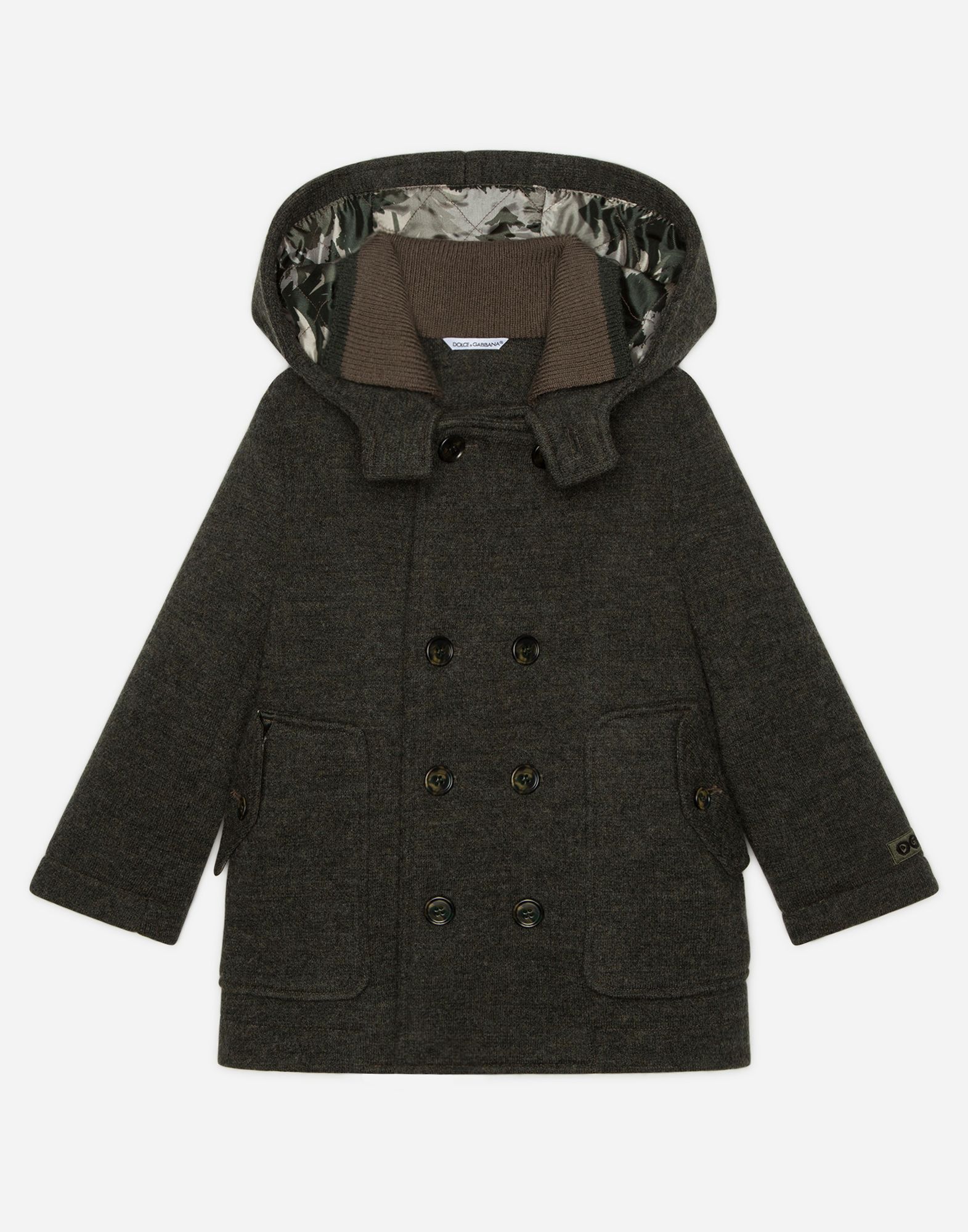DOLCE & GABBANA Double-breasted wool coat with hood