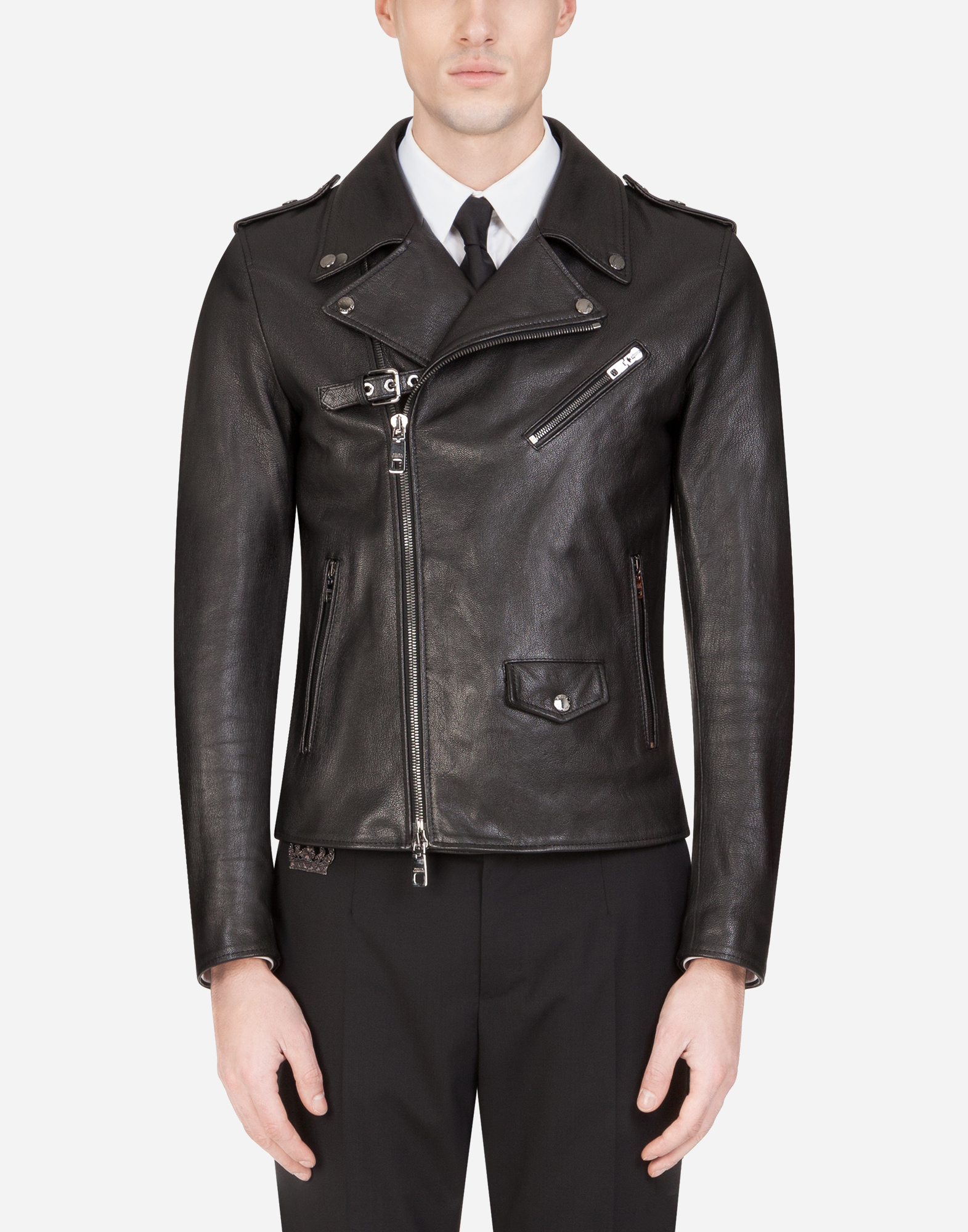 dolce and gabbana leather jacket mens