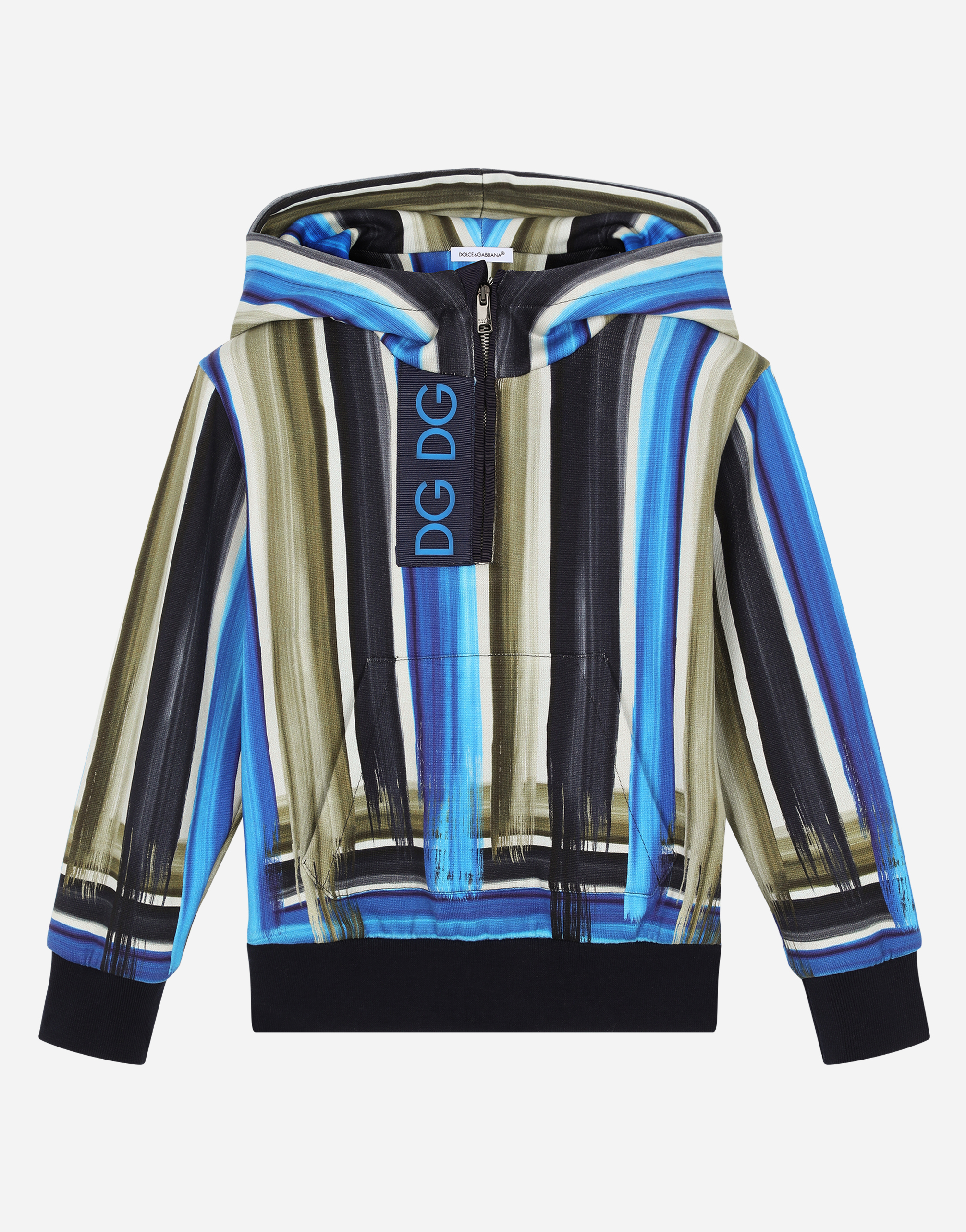 DOLCE & GABBANA Jersey hoodie with painted stripe print