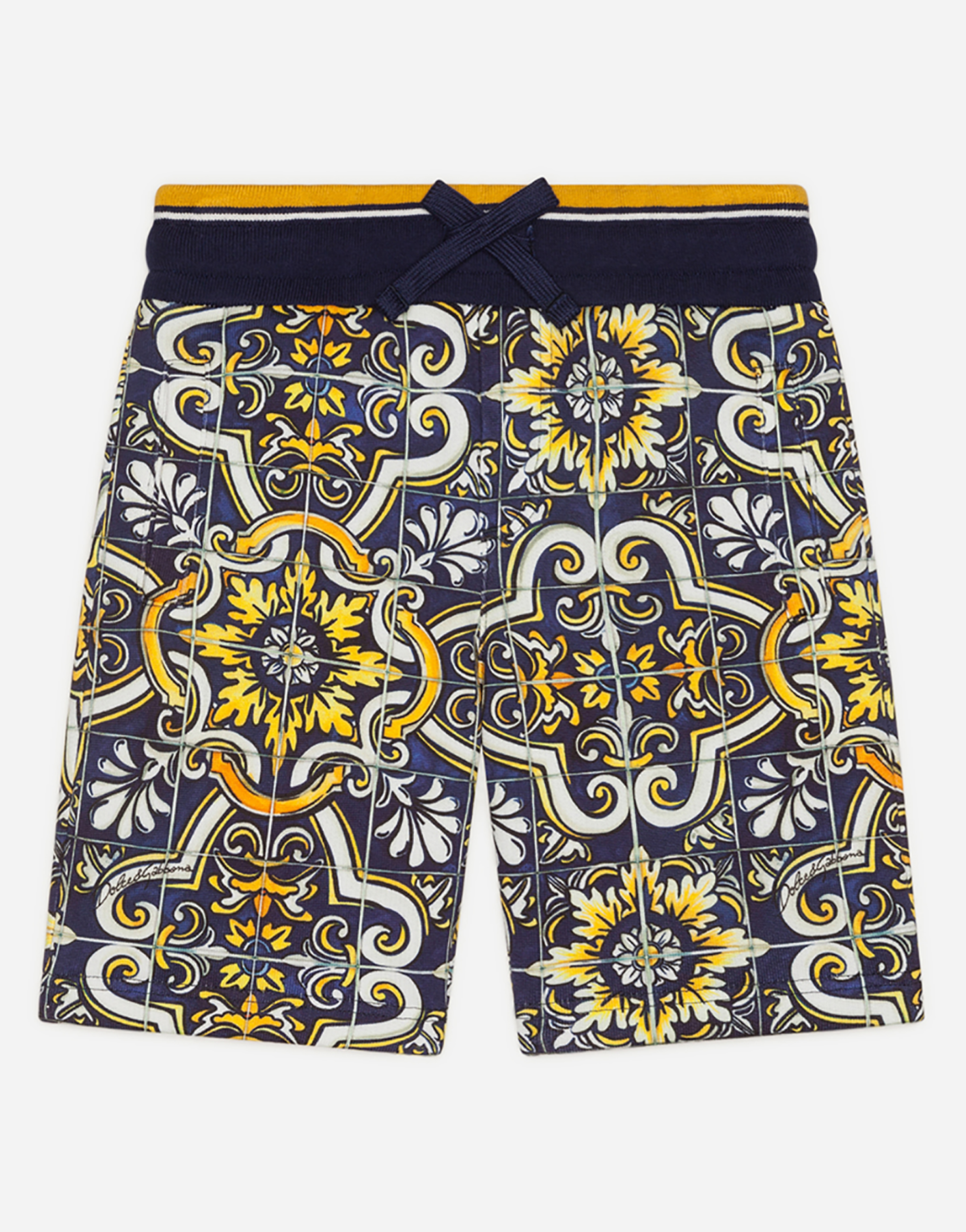 DOLCE & GABBANA Jersey bermuda jogging shorts with maiolica print