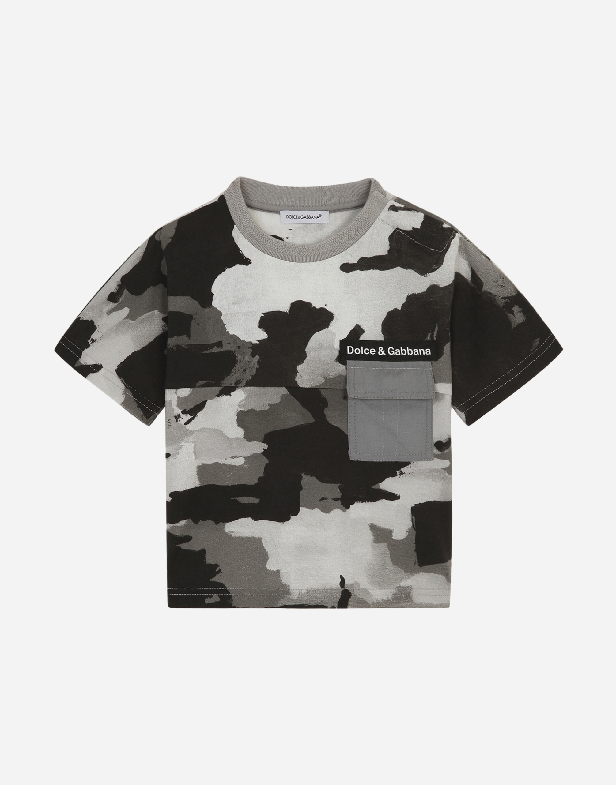 Dolce & Gabbana Kids' Camouflage-print Jersey T-shirt With Breast Pocket