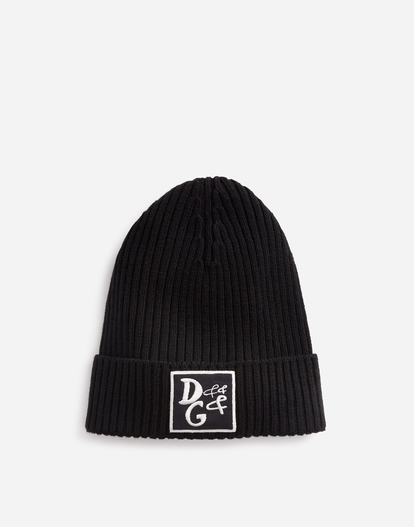 DOLCE & GABBANA Ribbed wool hat with D&G patch