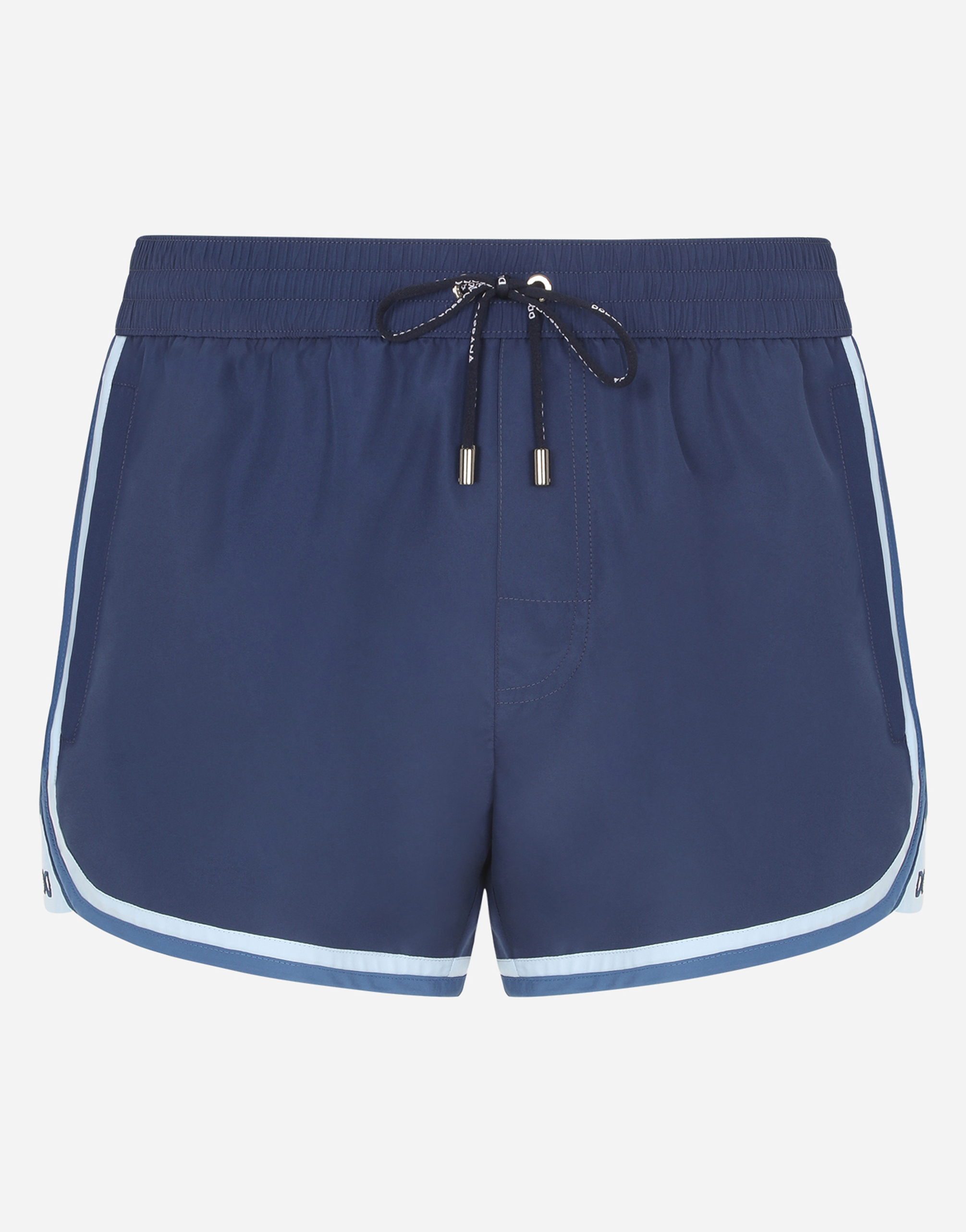 DOLCE & GABBANA SHORT SWIM TRUNKS WITH CONTRASTING-COLORED TRIMS