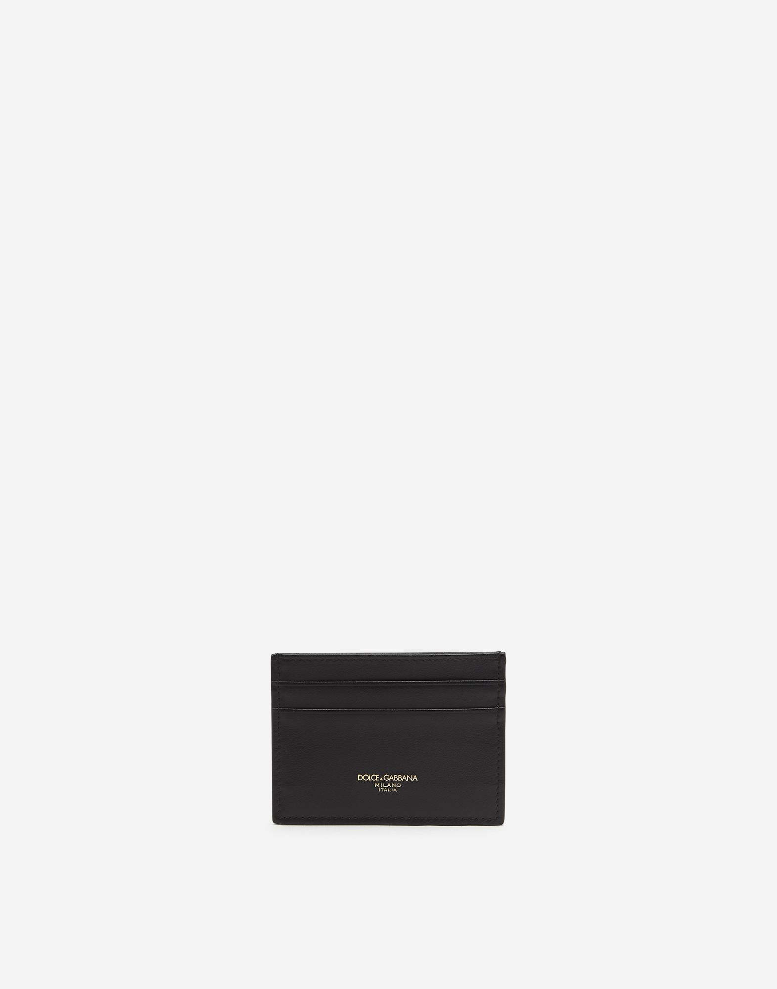 Dolce & Gabbana Calfskin Credit Card Holder With Heat-pressed Logo In Black