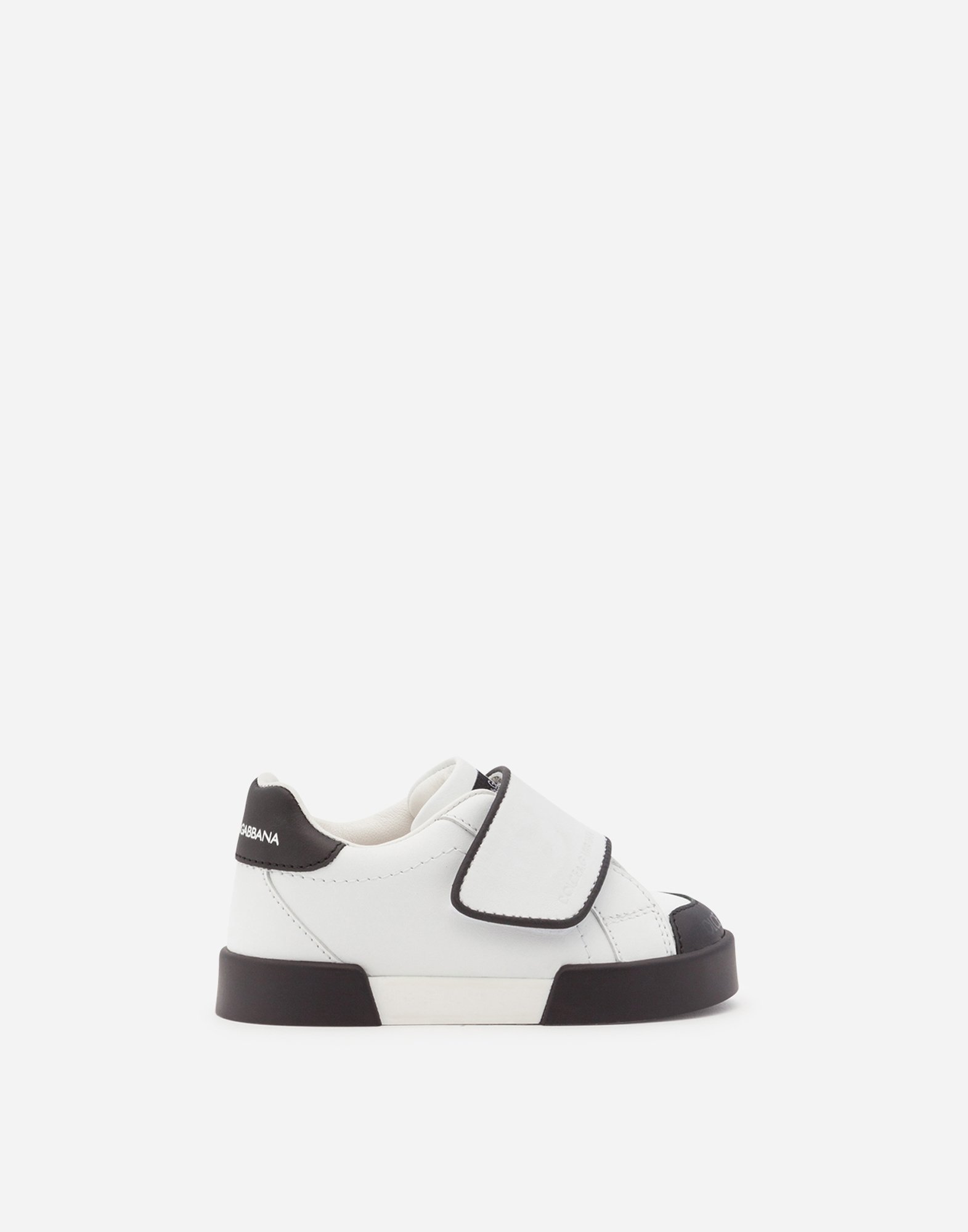 Dolce & Gabbana Babies'  Shoes For First Steps (19-26) - Portofino Light Sneakers With Dg Logo And Hook-and-l In White/black