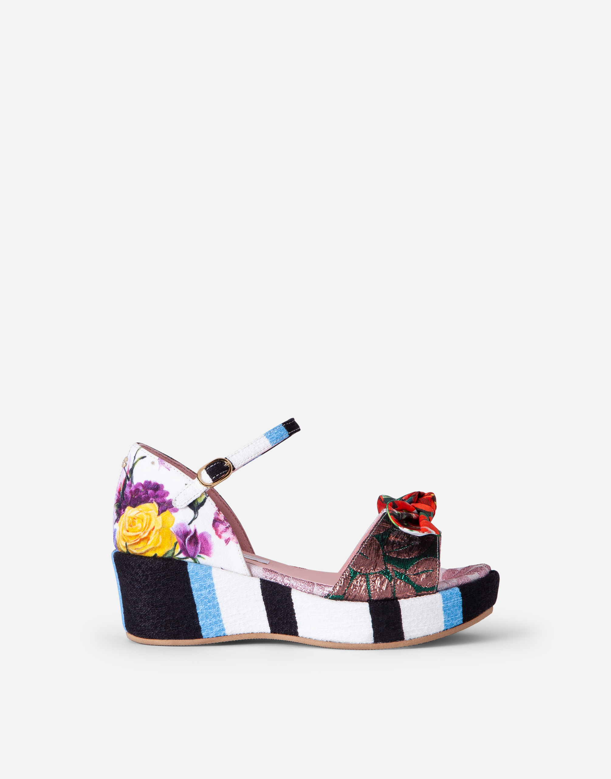 Dolce & Gabbana Kids' Patchwork Fabric Wedges With Bow