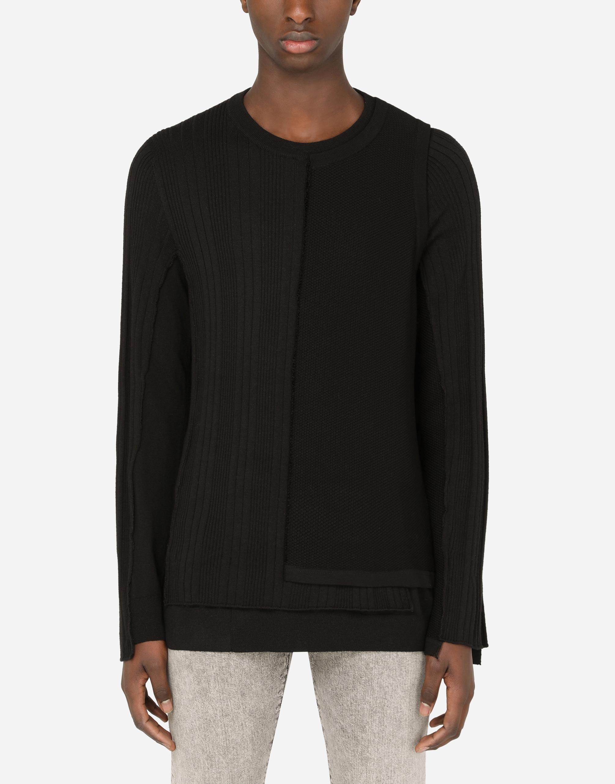 Dolce & Gabbana Cotton Round-neck Sweater In Black