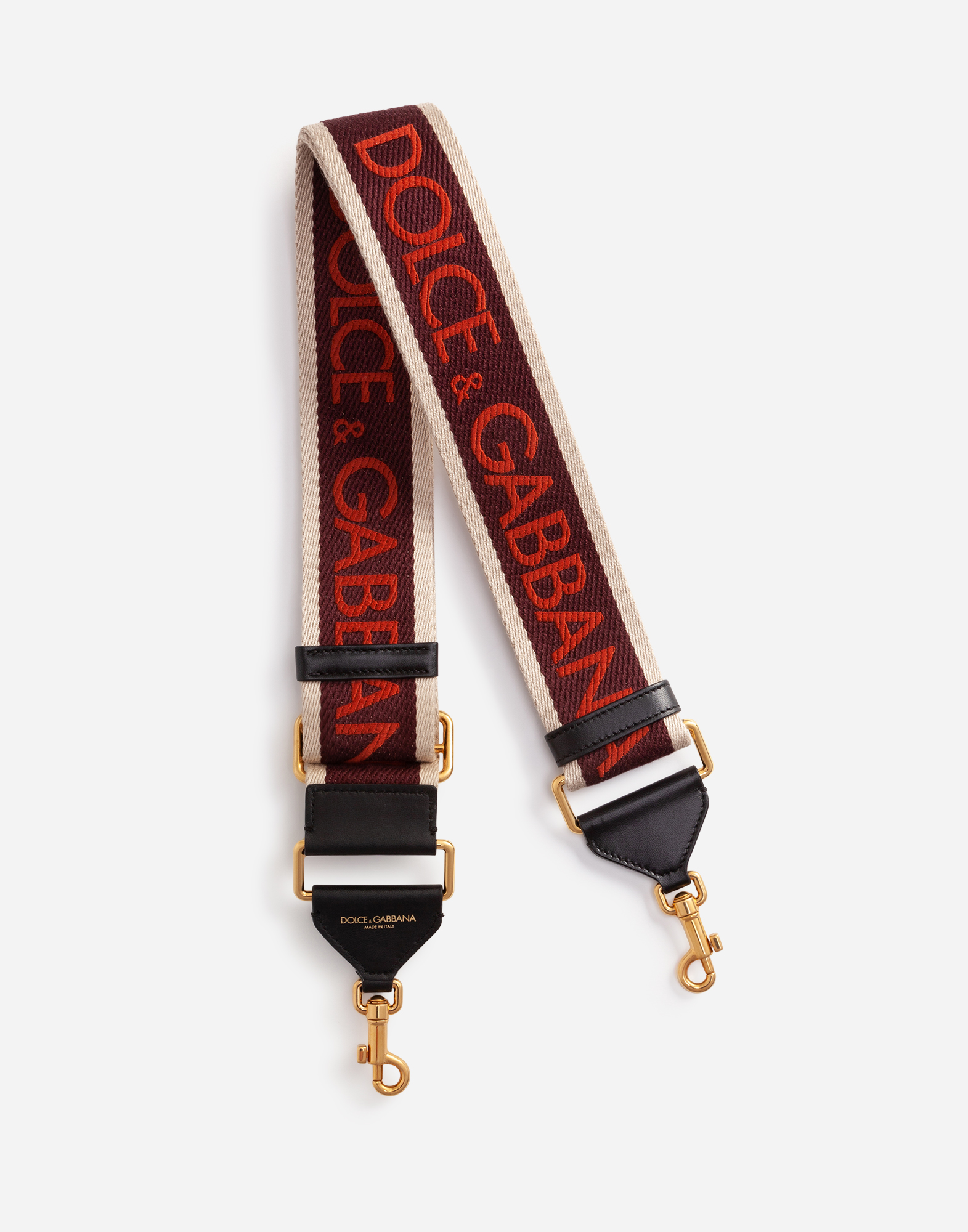 Dolce & Gabbana Branded Fabric And Leather Strap