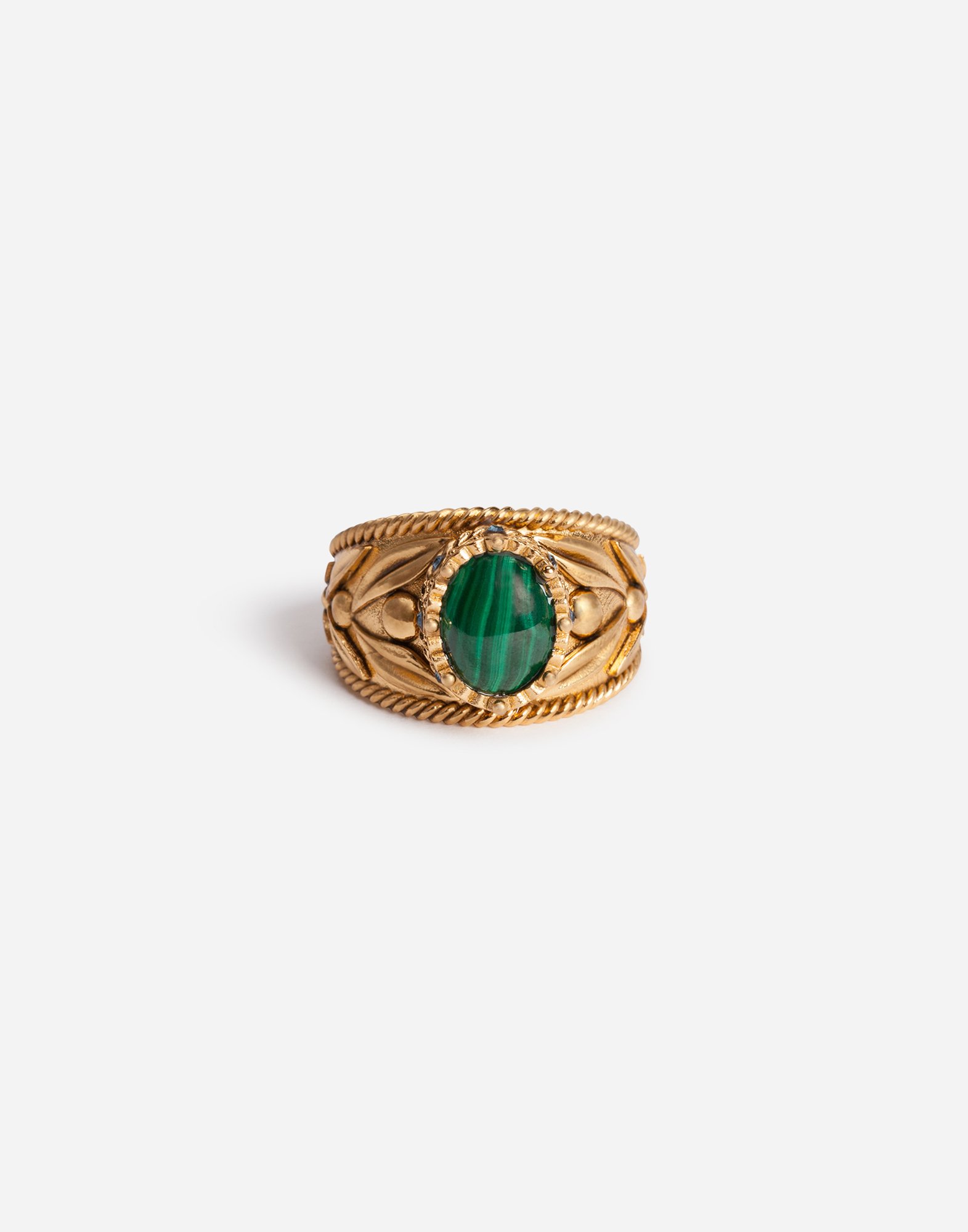 Metal ring with natural stone