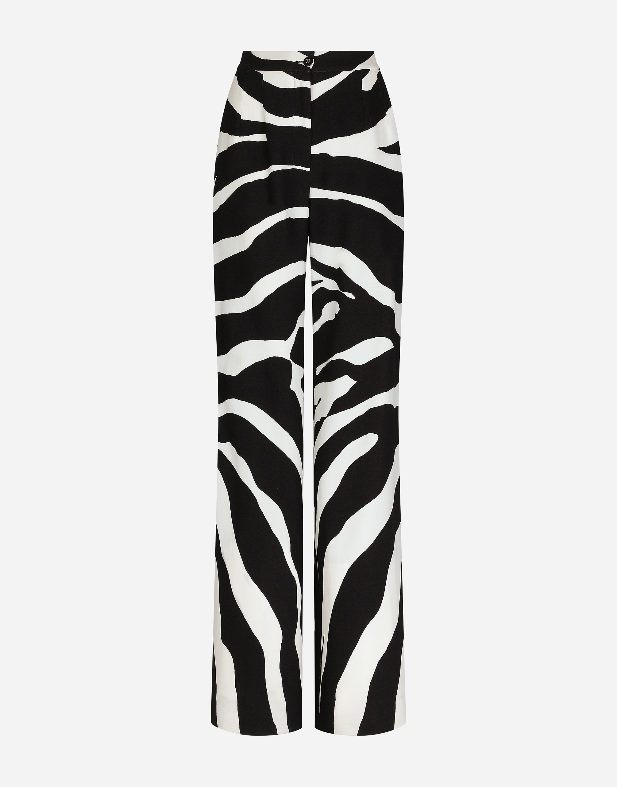 Flared zebra-print cady pants in Multicolor